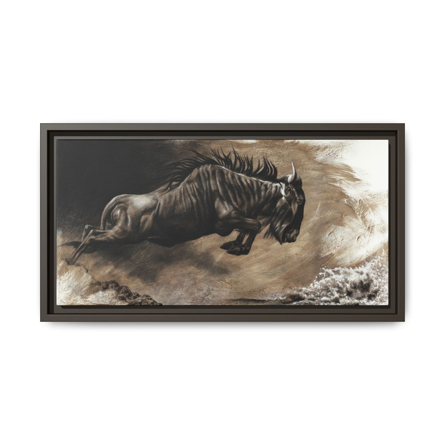"Wildebeest" Framed Canvas