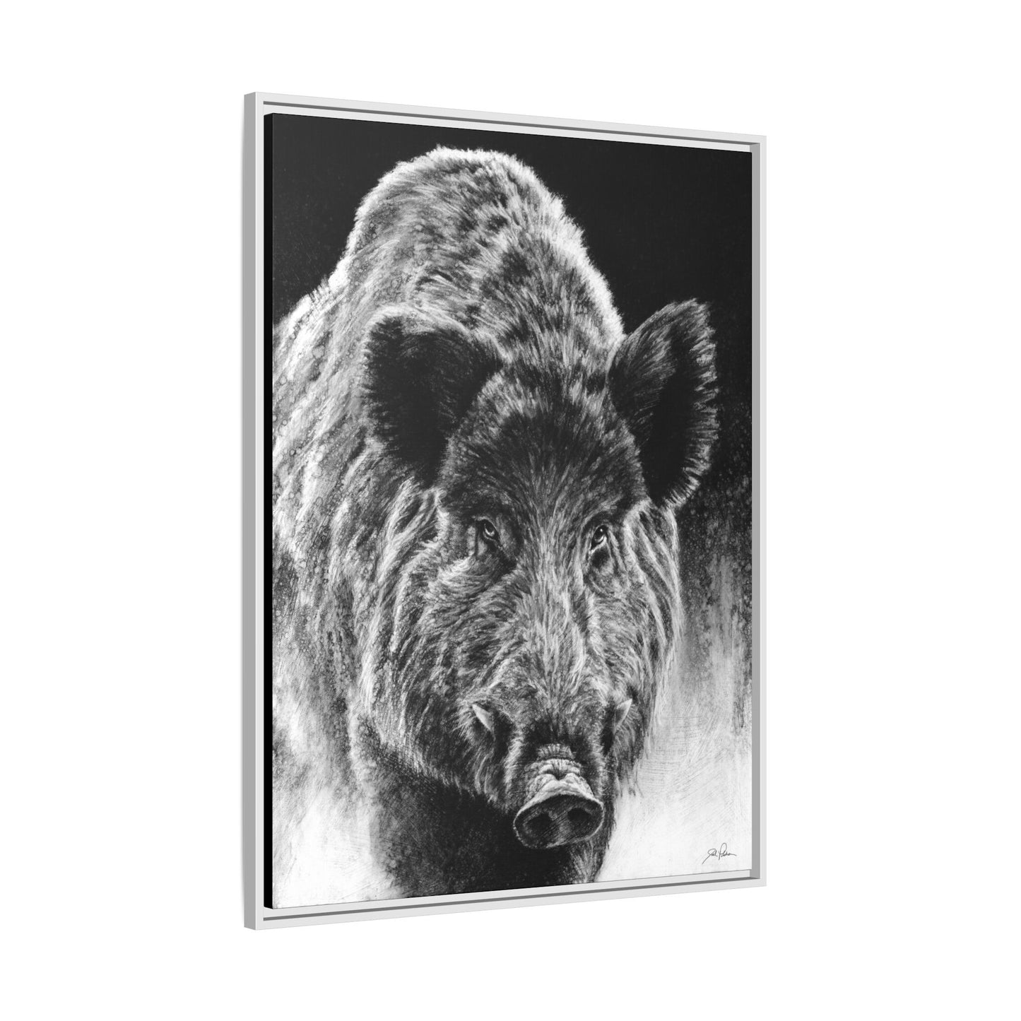 "Wild Boar" Framed Canvas