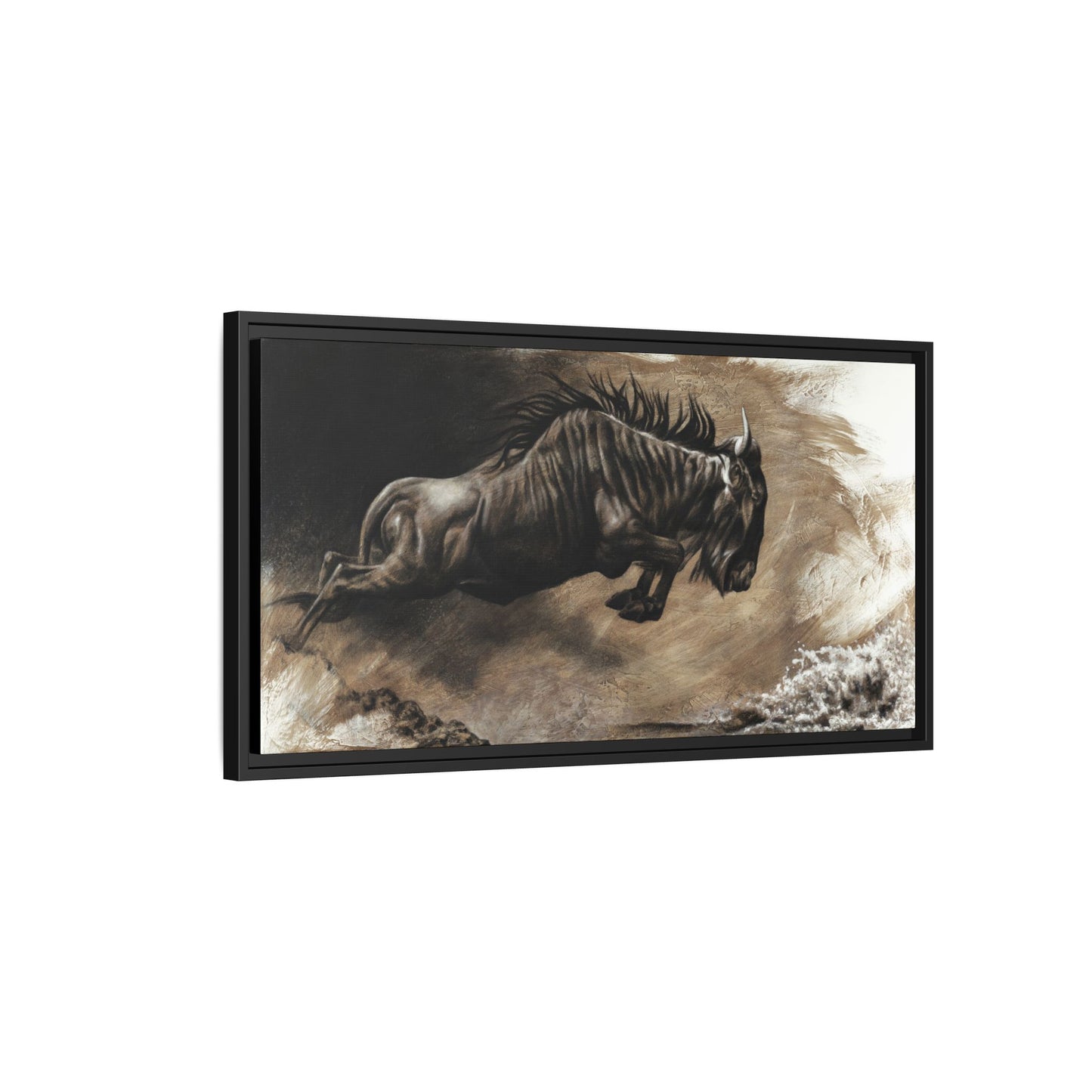 "Wildebeest" Framed Canvas