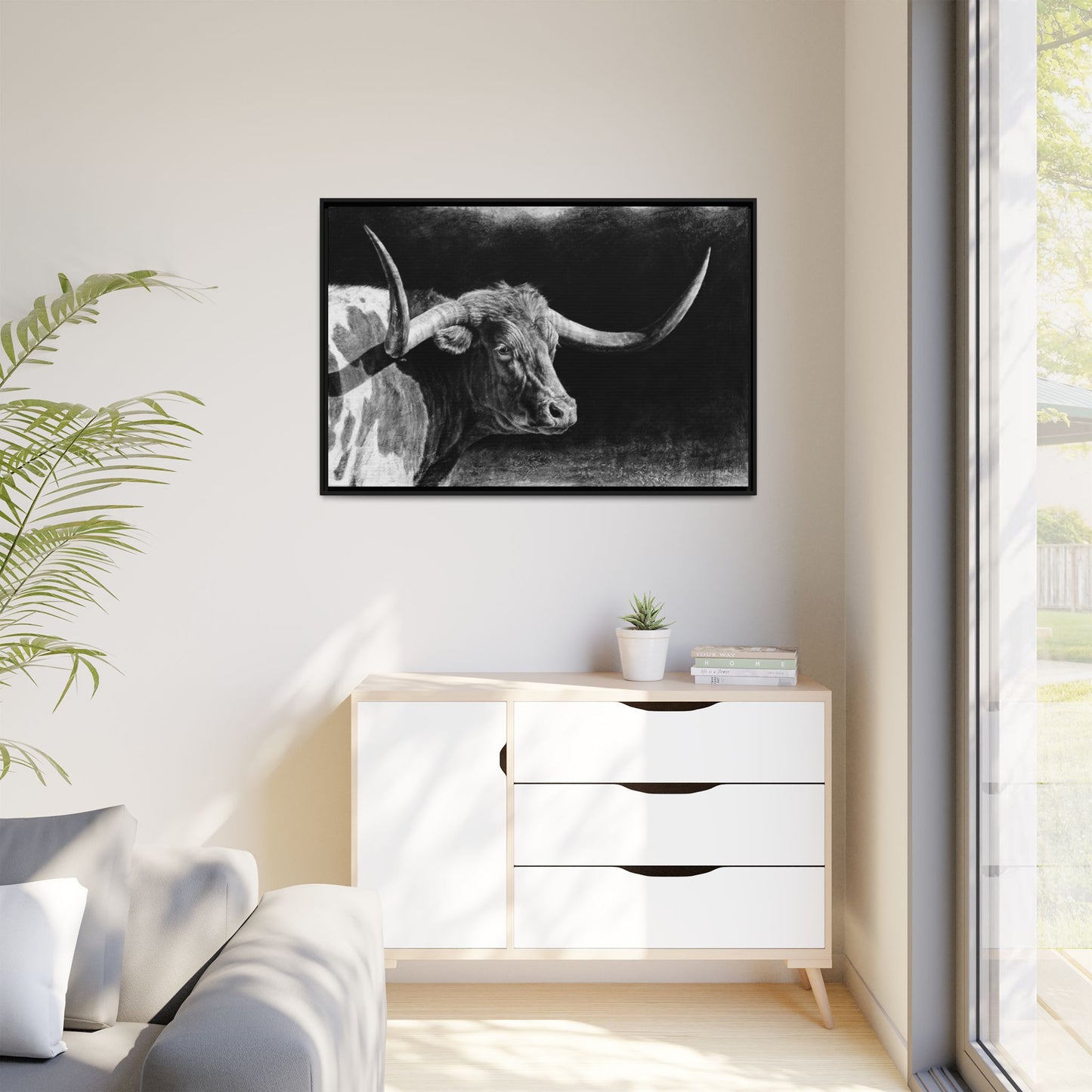 "Longhorn II" Framed Canvas
