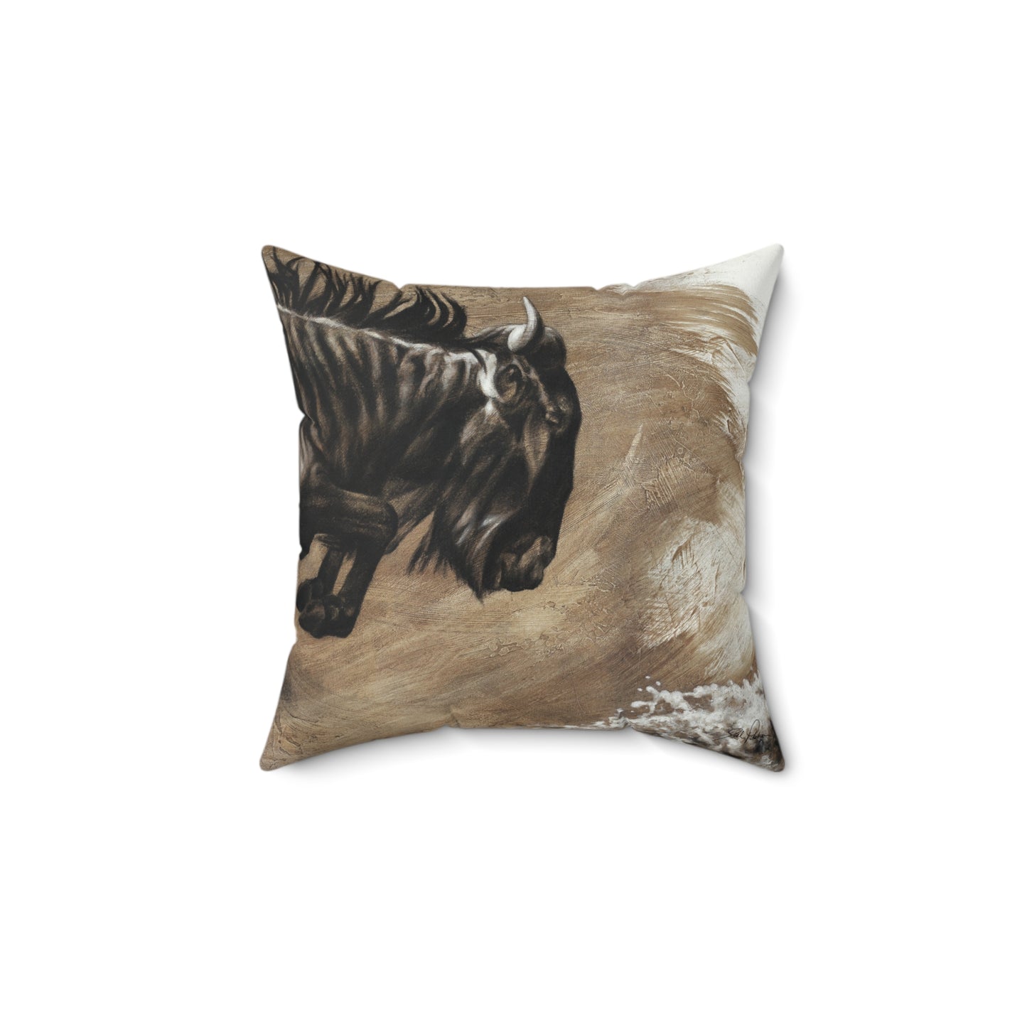 "Wildebeest" Square Pillow.