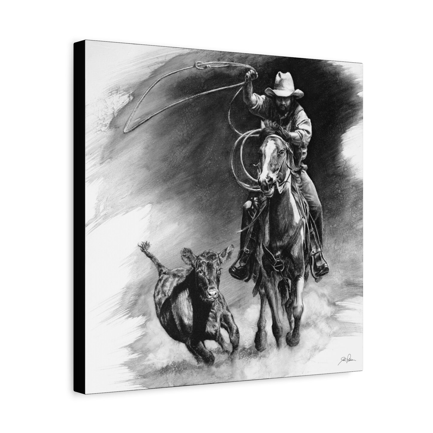 "Calf Roping" Stretched Canvas