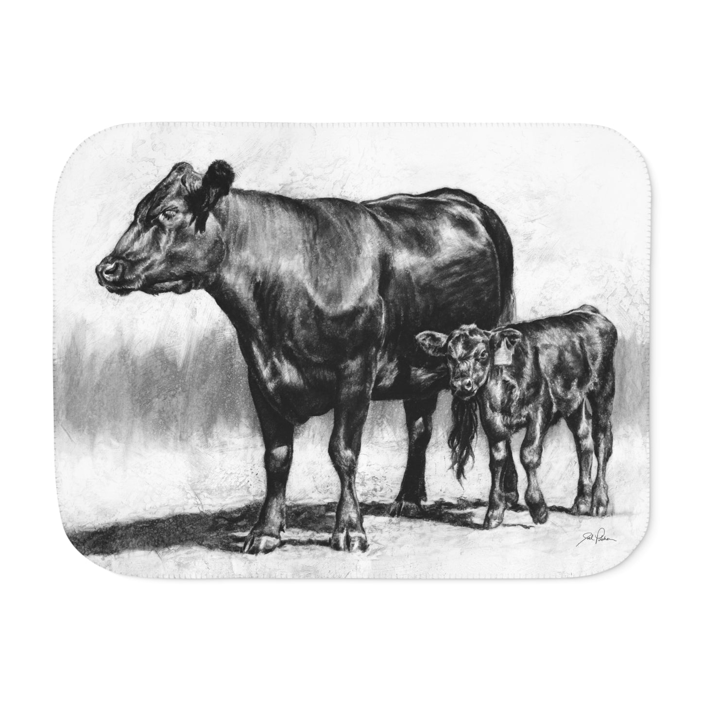 "Mama Cow & Calf" Sherpa Blanket.