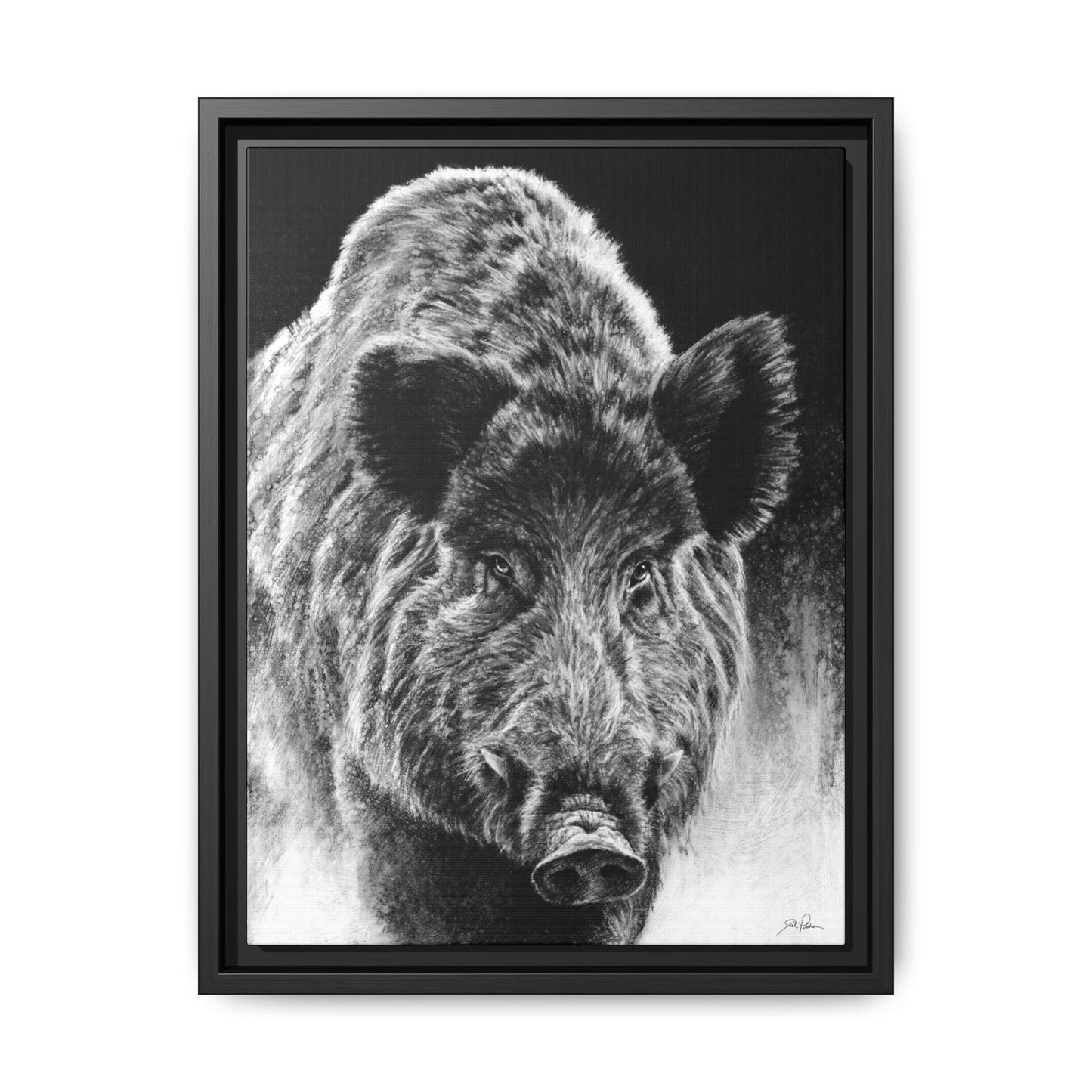 "Wild Boar" Framed Canvas