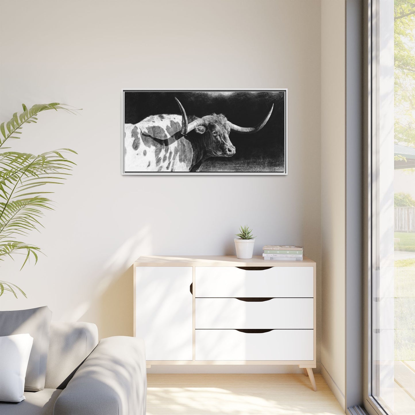 "Longhorn II" Framed Canvas