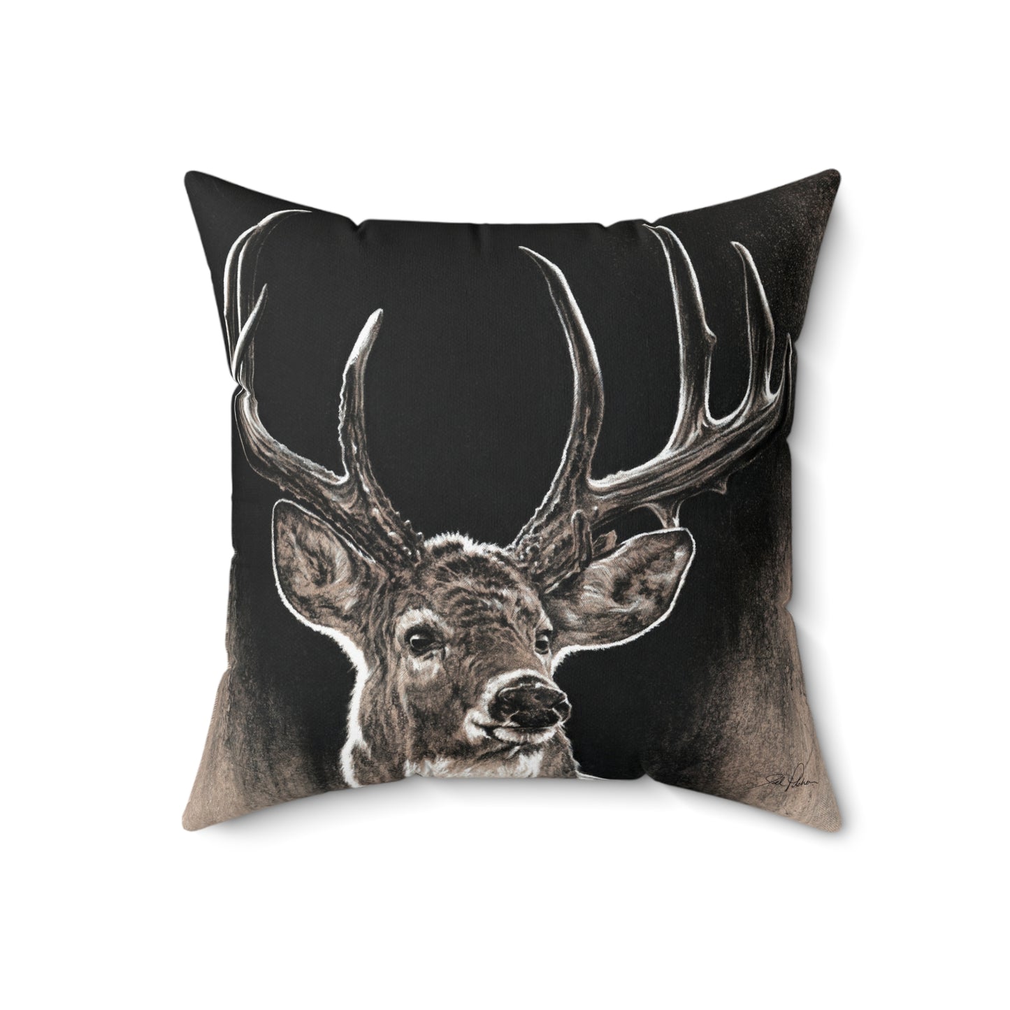 "Backlit Buck" Square Pillow.