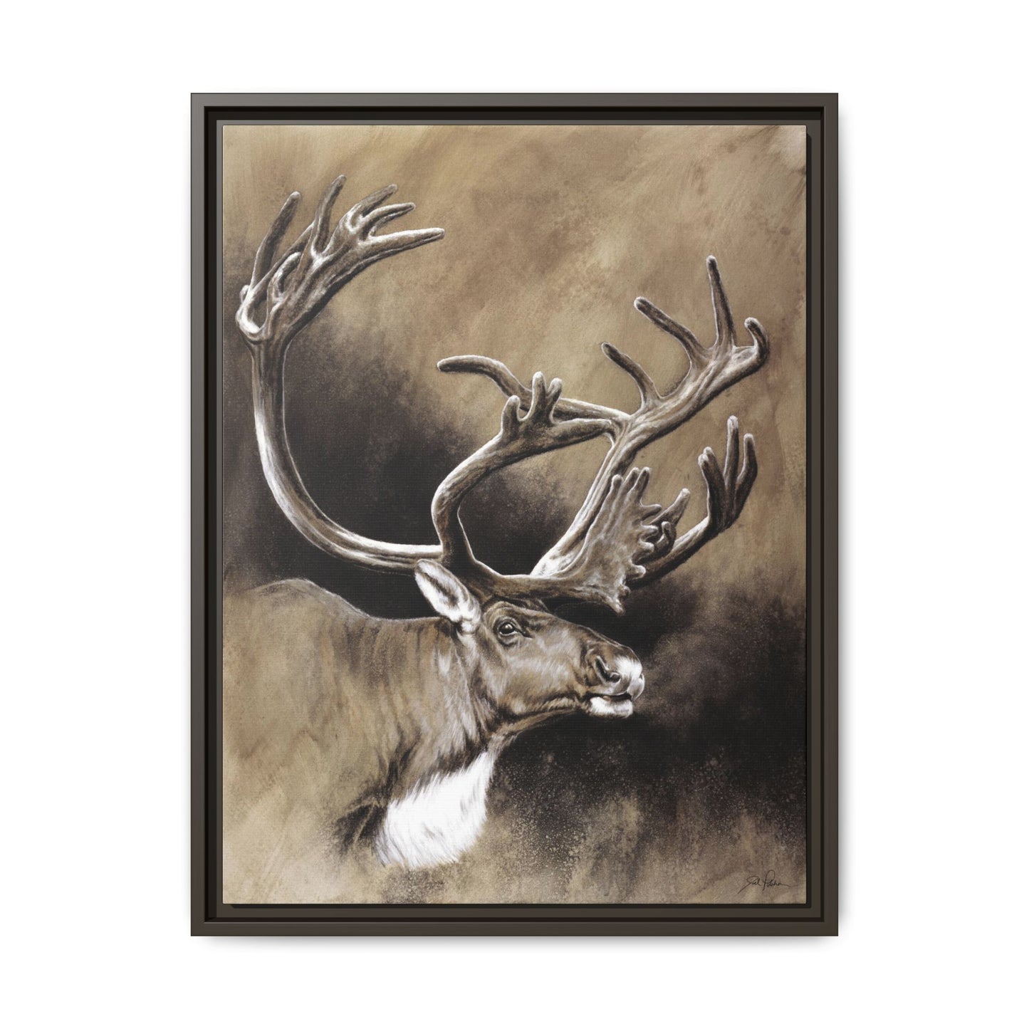 "Caribou" Framed Canvas