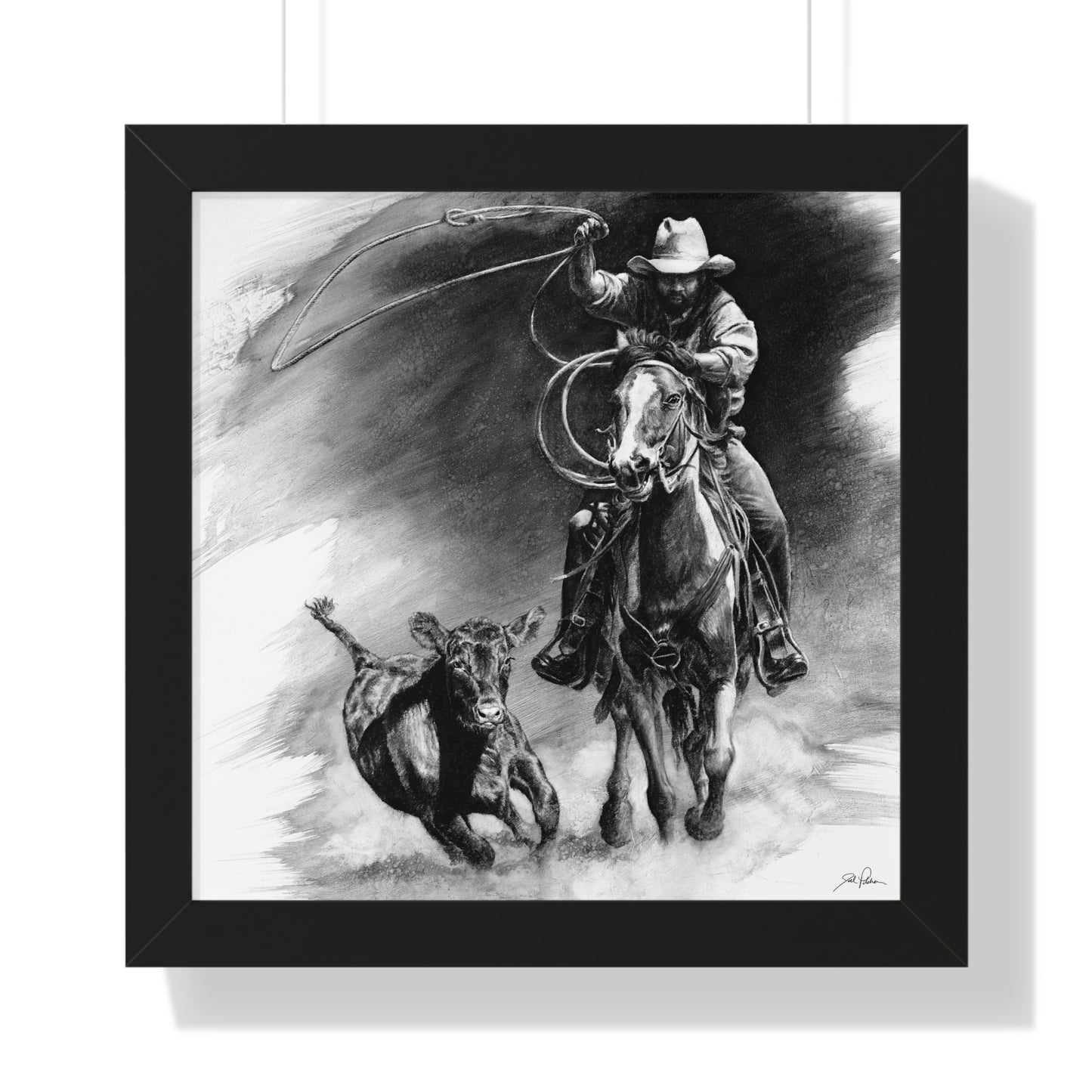 "Calf Roping" Framed Paper Print