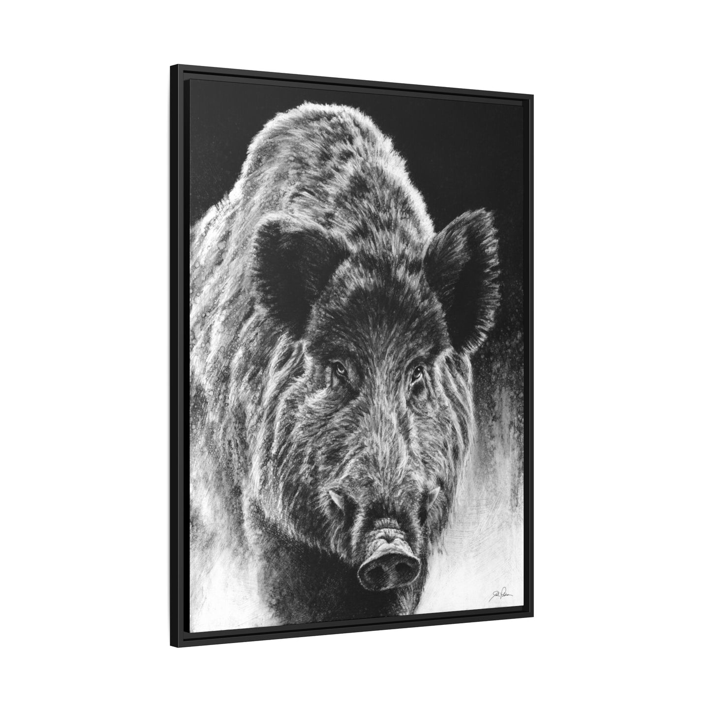 "Wild Boar" Framed Canvas