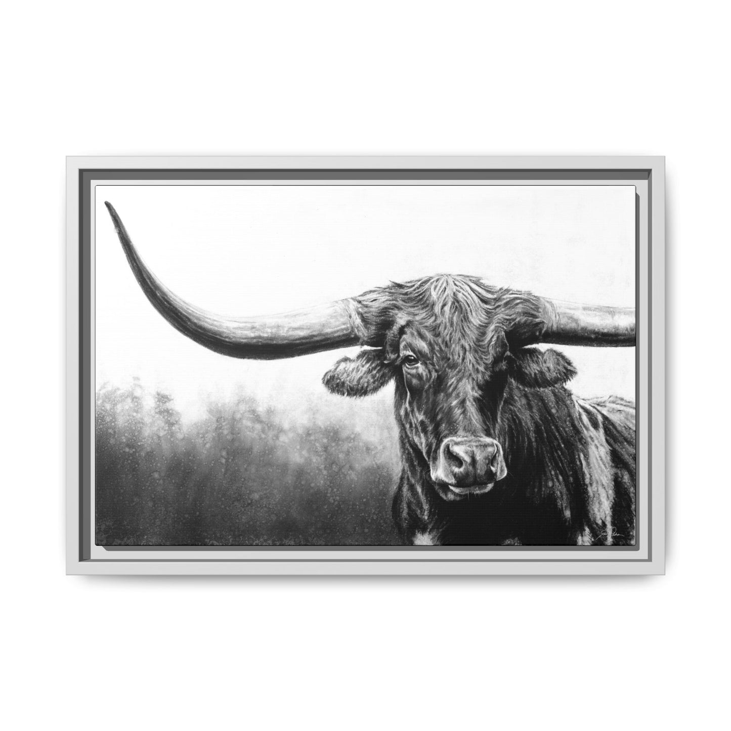 "Longhorn" Framed Canvas