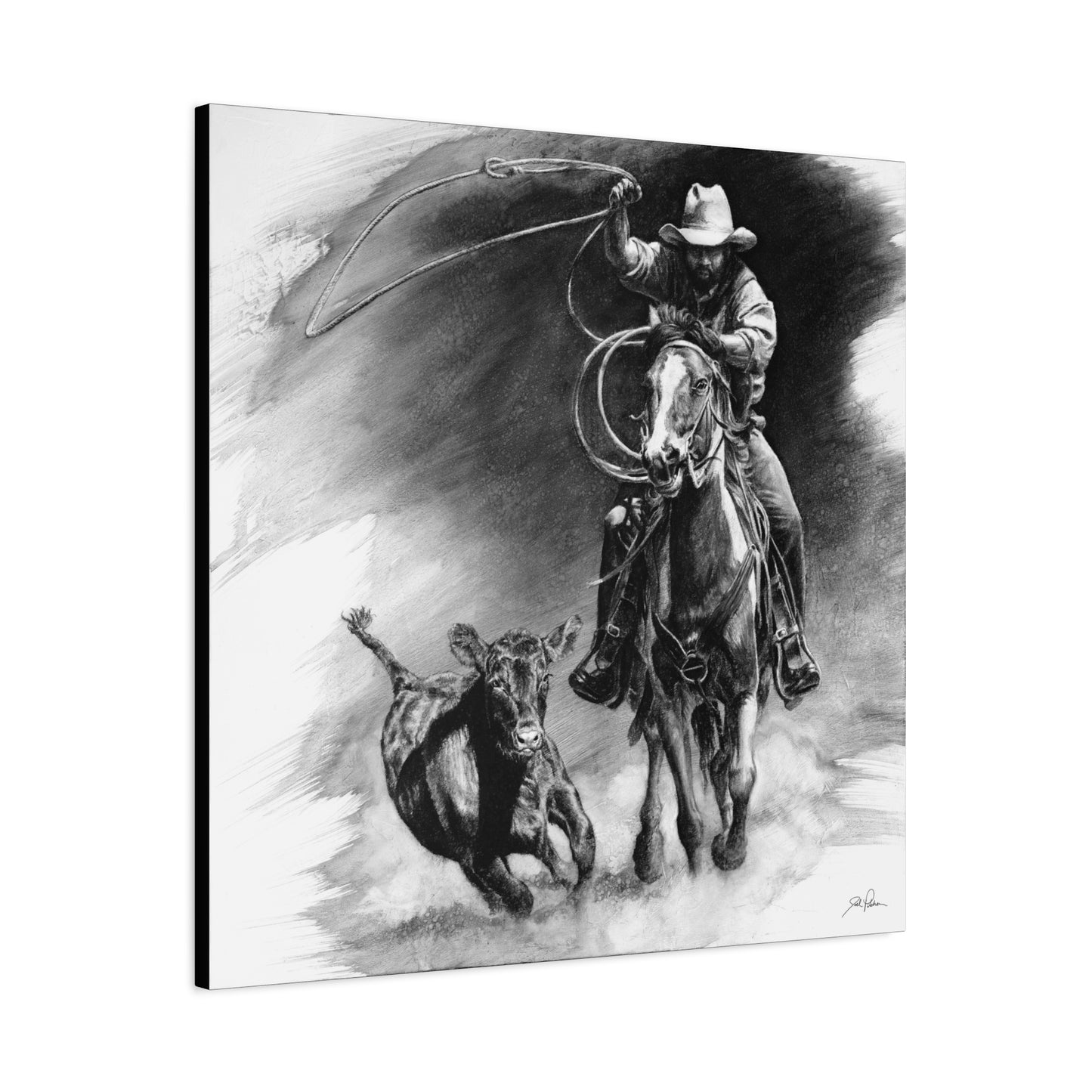 "Calf Roping" Stretched Canvas