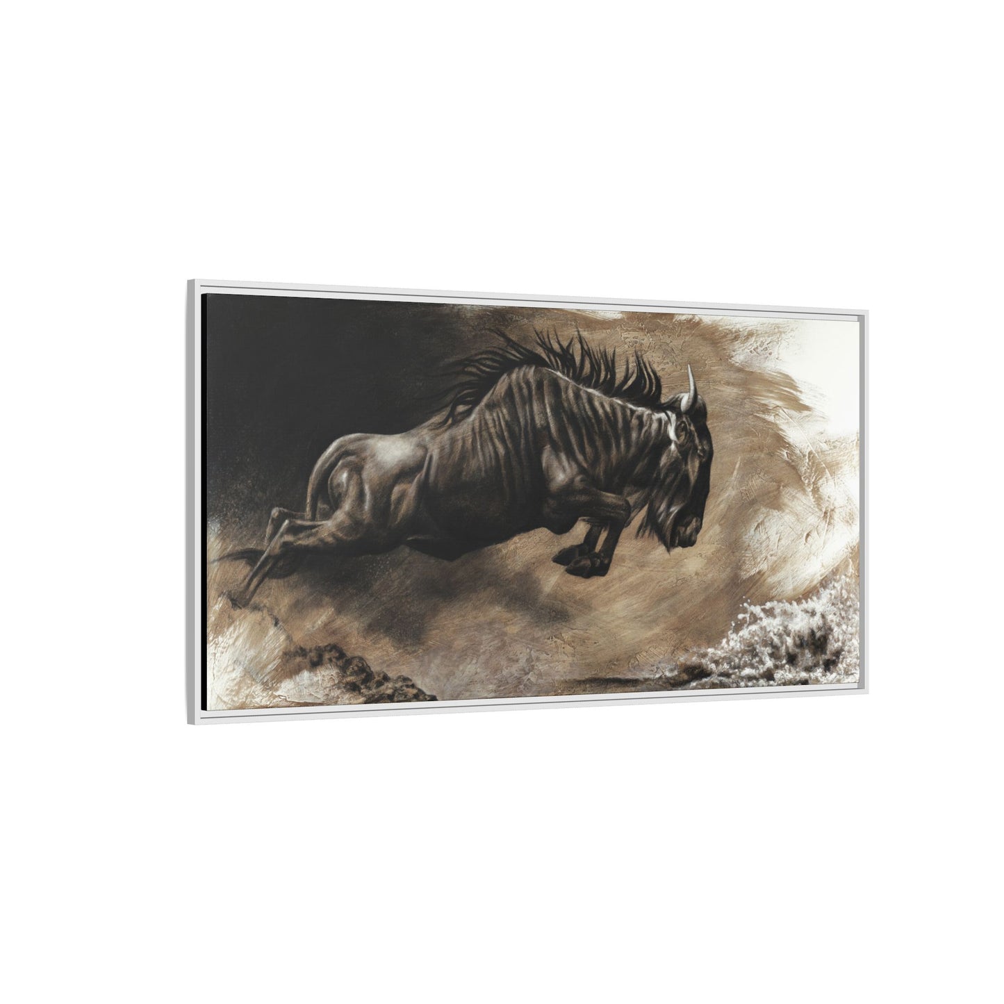 "Wildebeest" Framed Canvas