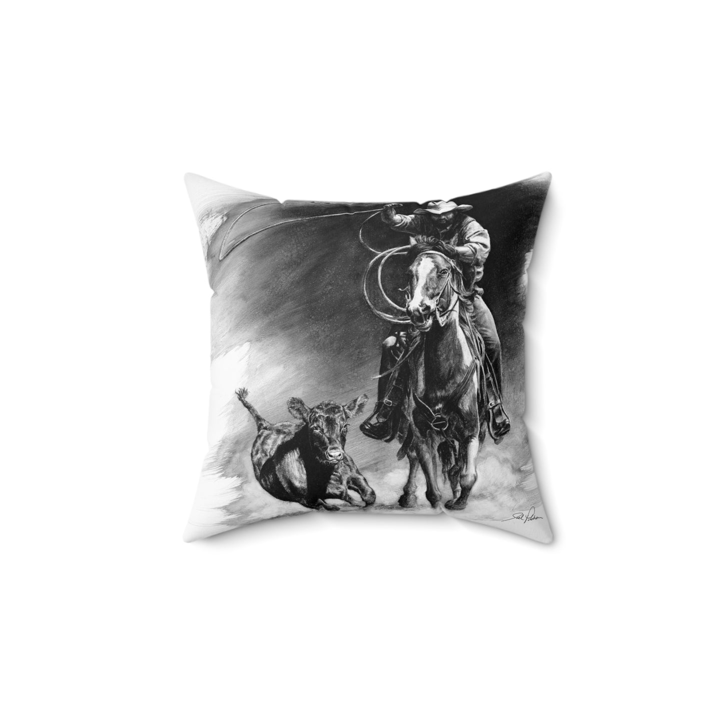 "Calf Roping" Square Pillow.