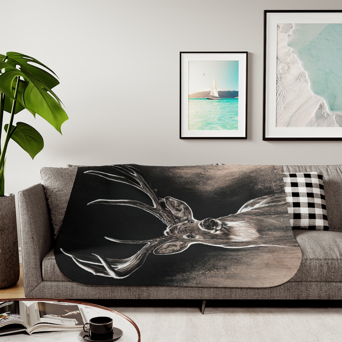 "Backlit Buck" Sherpa Blanket.