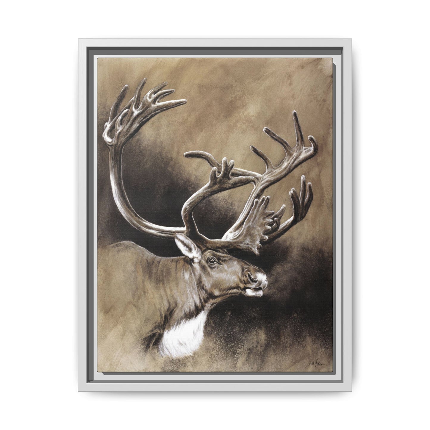 "Caribou" Framed Canvas