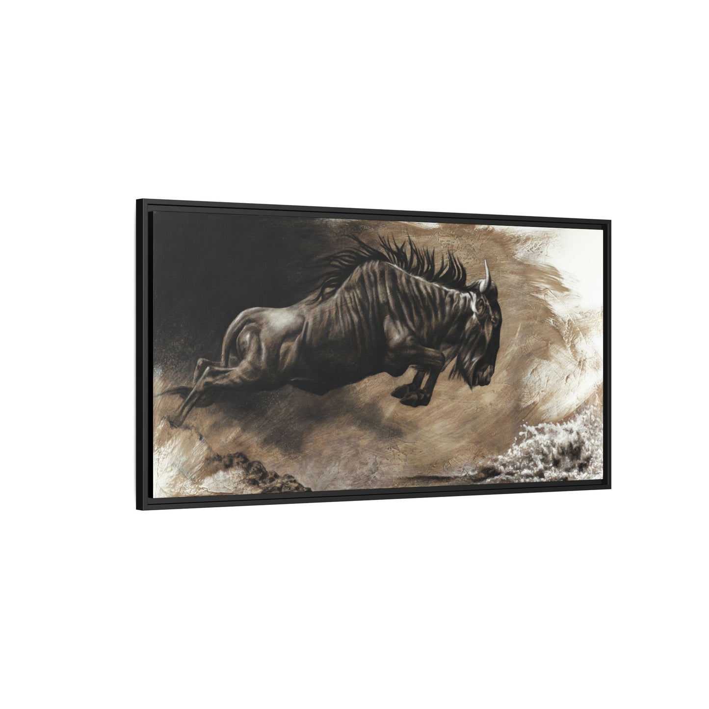 "Wildebeest" Framed Canvas
