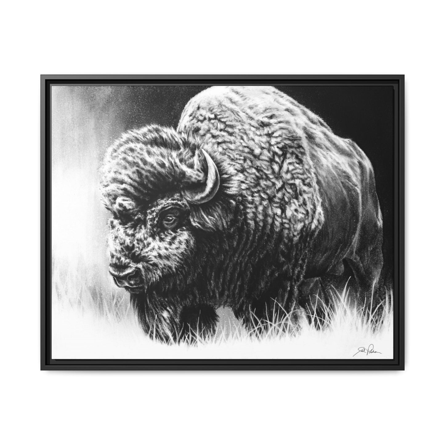 "Bull Dozer" Framed Canvas