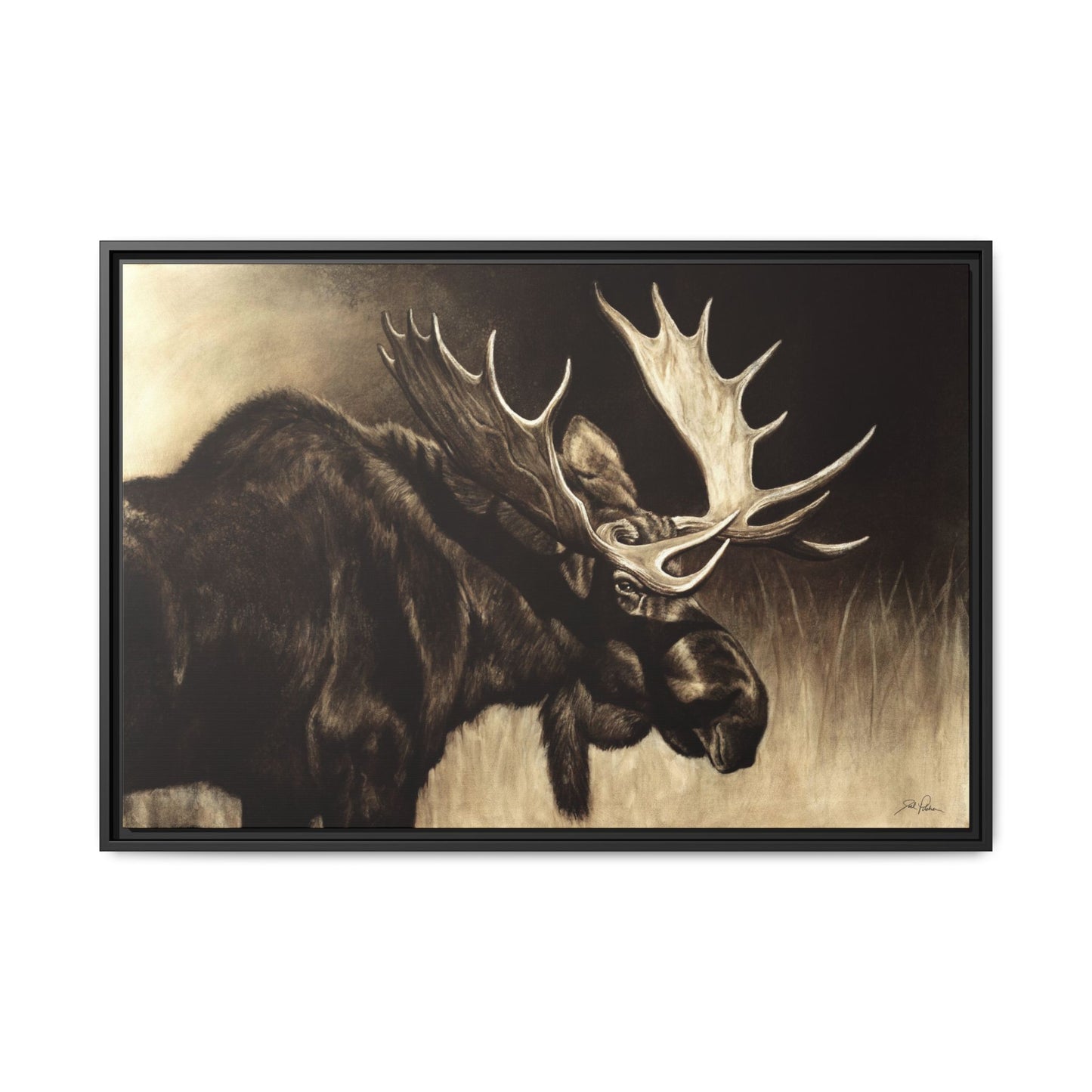 "Mighty Moose" Framed Canvas