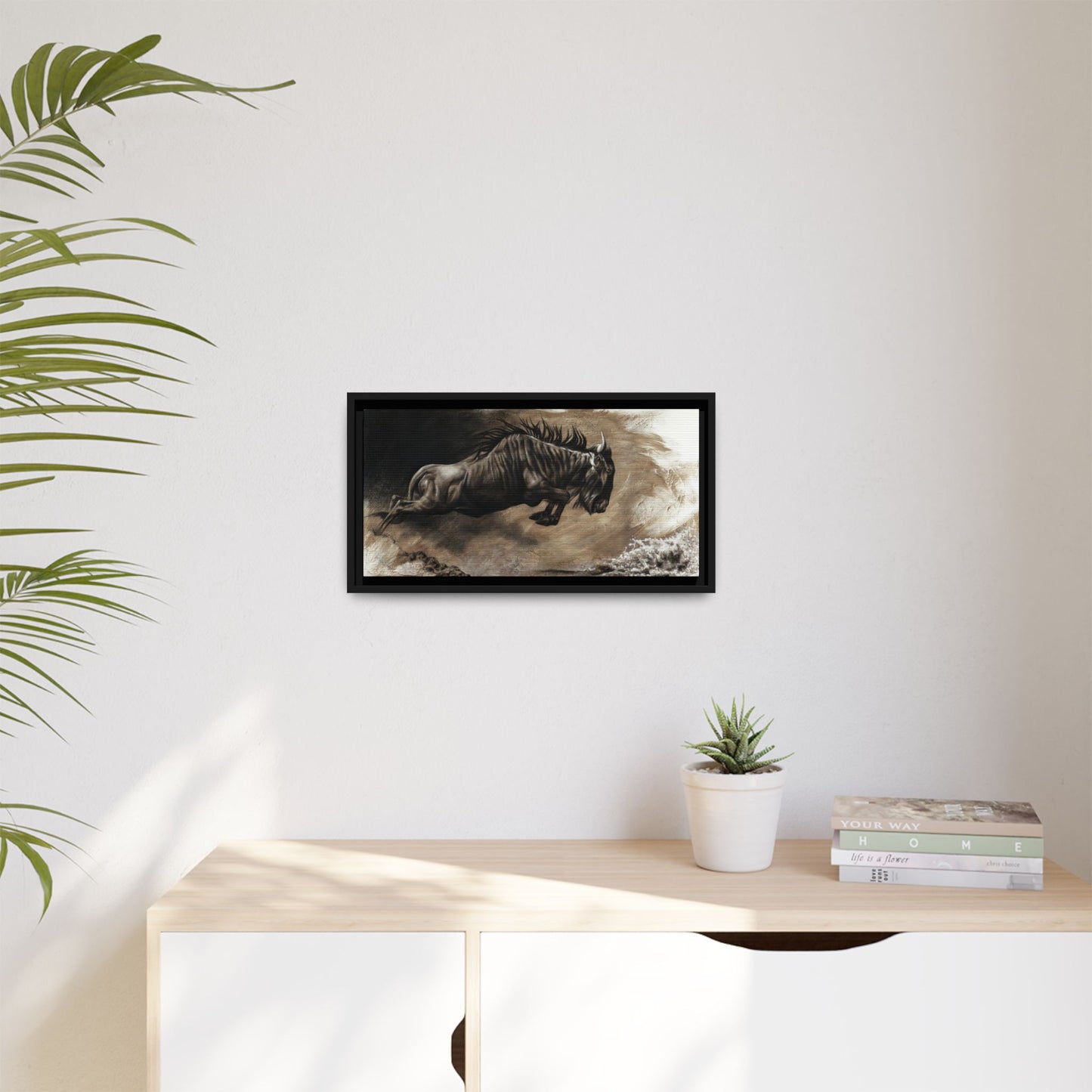 "Wildebeest" Framed Canvas