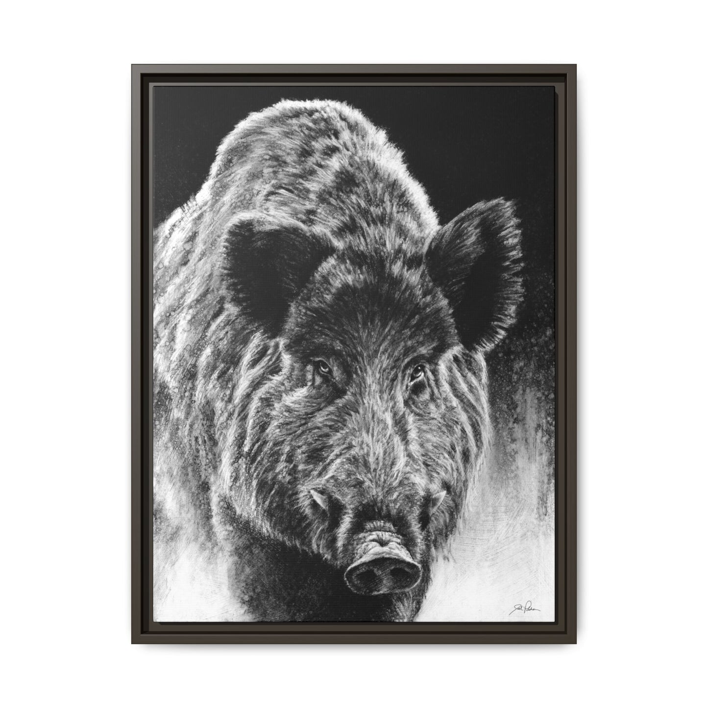 "Wild Boar" Framed Canvas