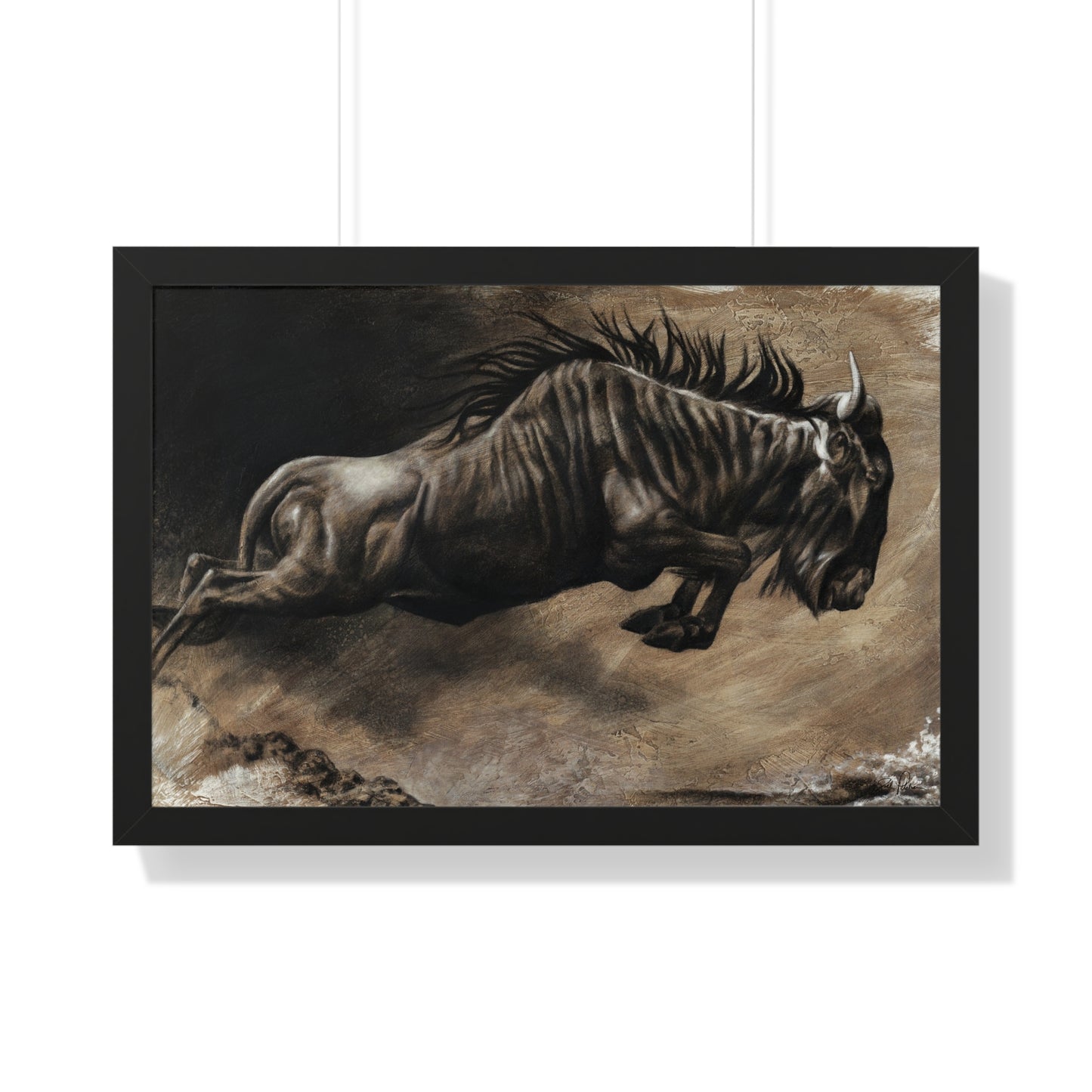 "Wildebeest" Framed Paper Print