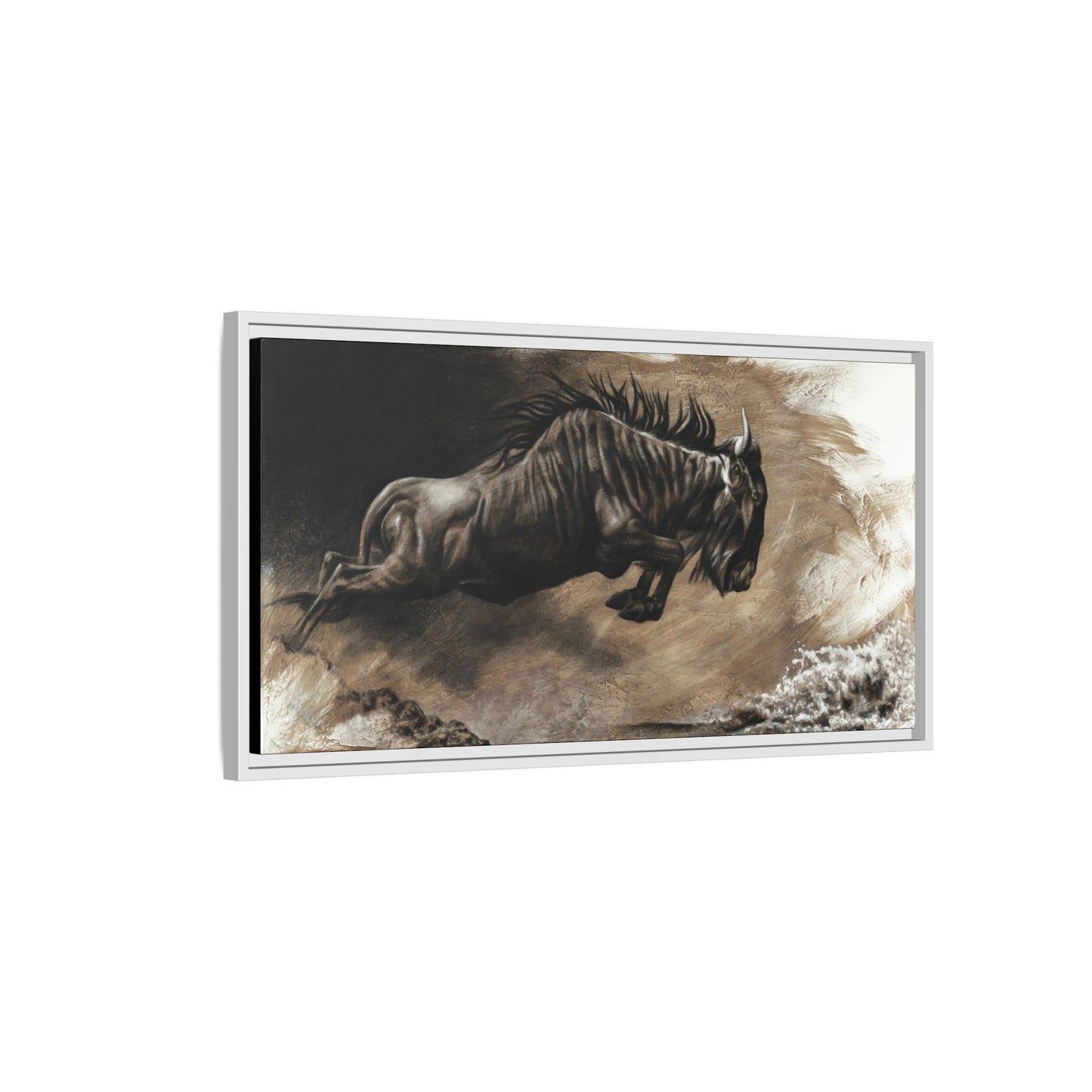 "Wildebeest" Framed Canvas