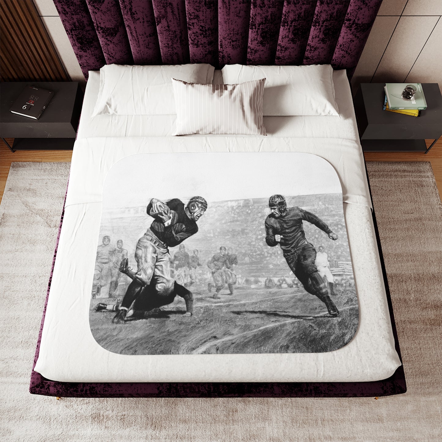 "Leatherheads" Sherpa Blanket.