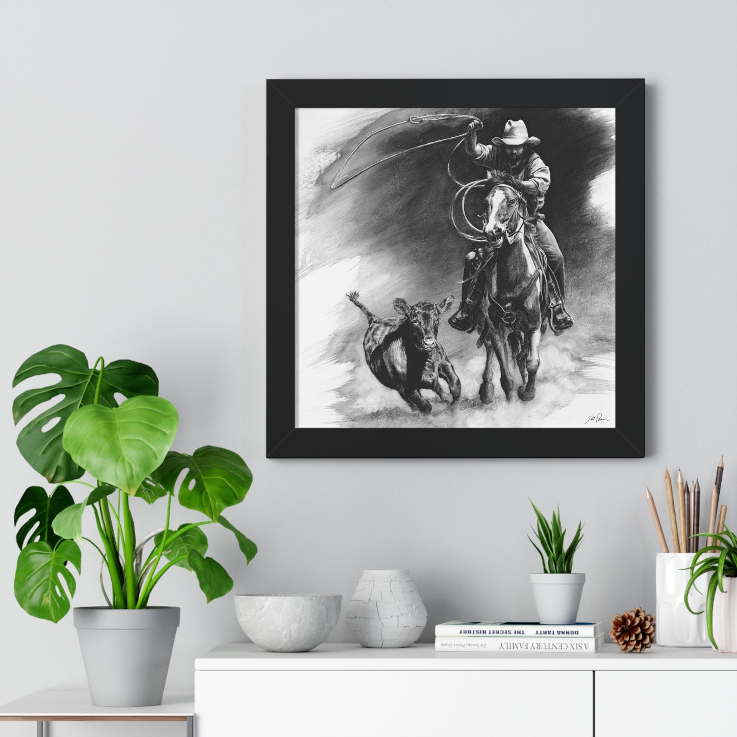 "Calf Roping" Framed Paper Print