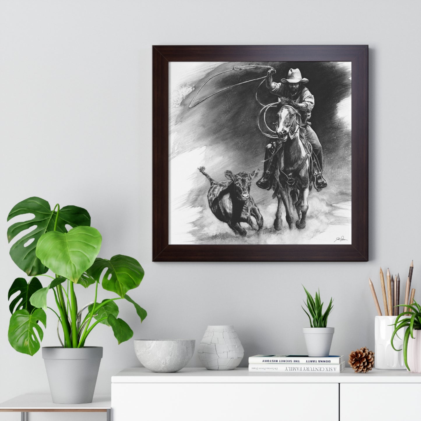 "Calf Roping" Framed Paper Print