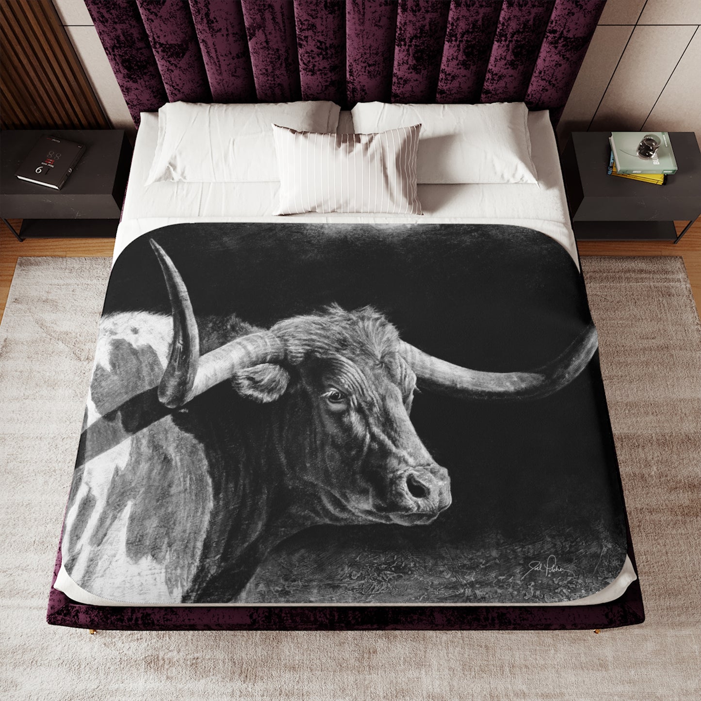 "Longhorn II" Sherpa Blanket.