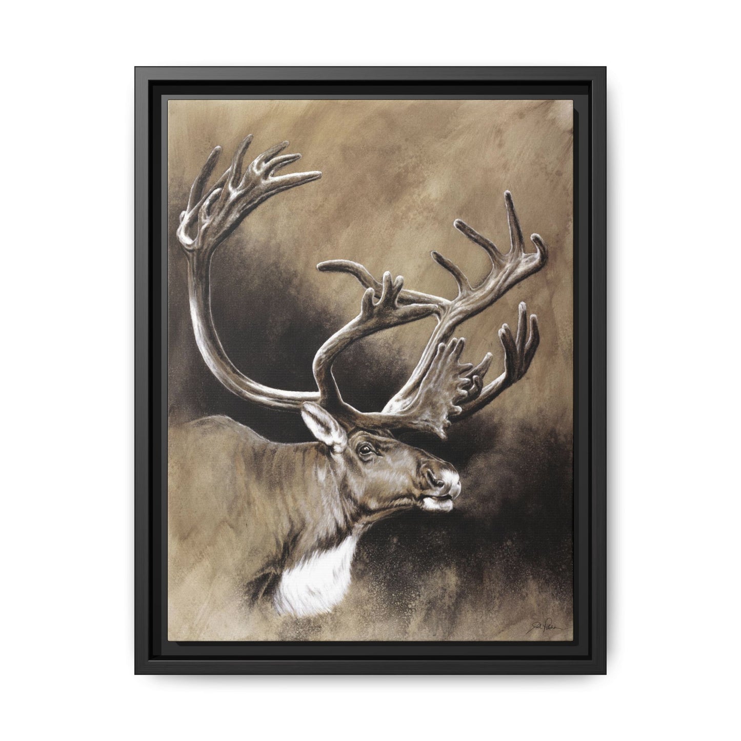 "Caribou" Framed Canvas