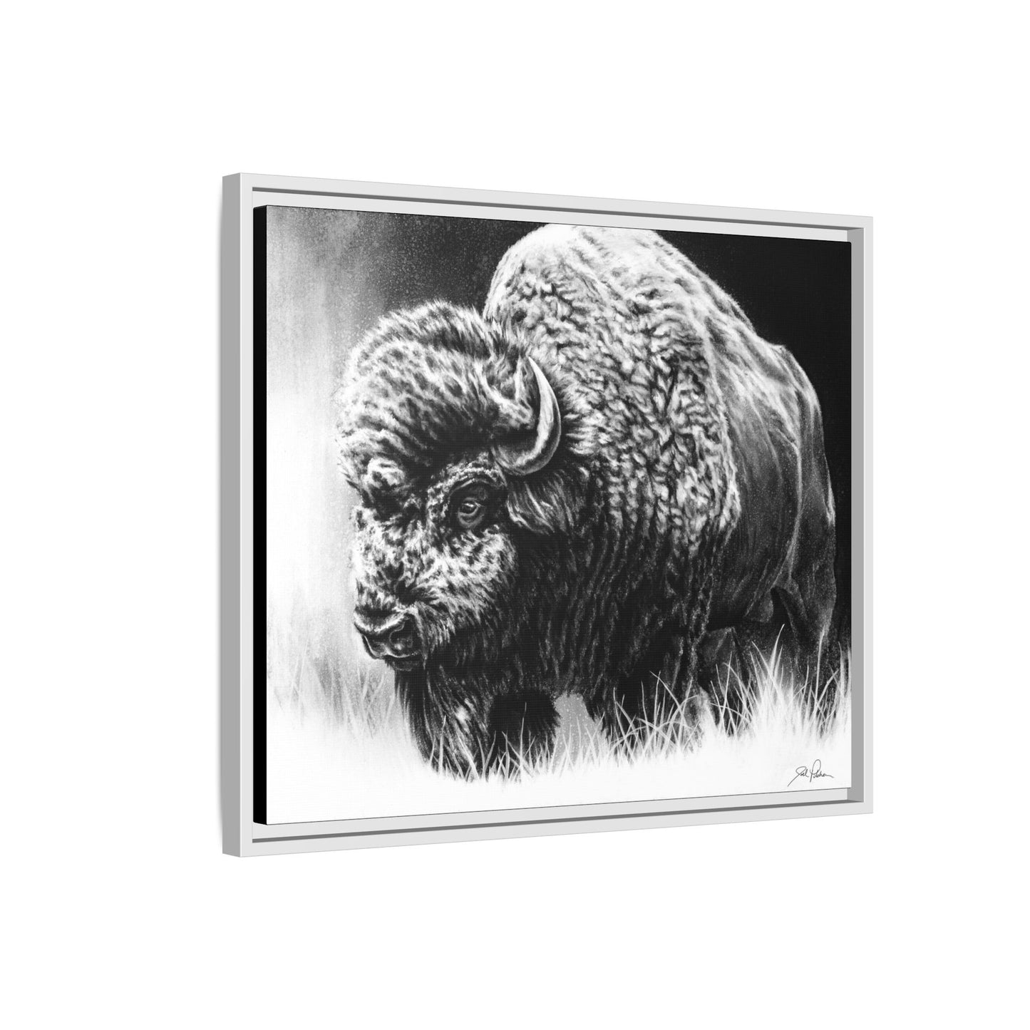 "Bull Dozer" Framed Canvas