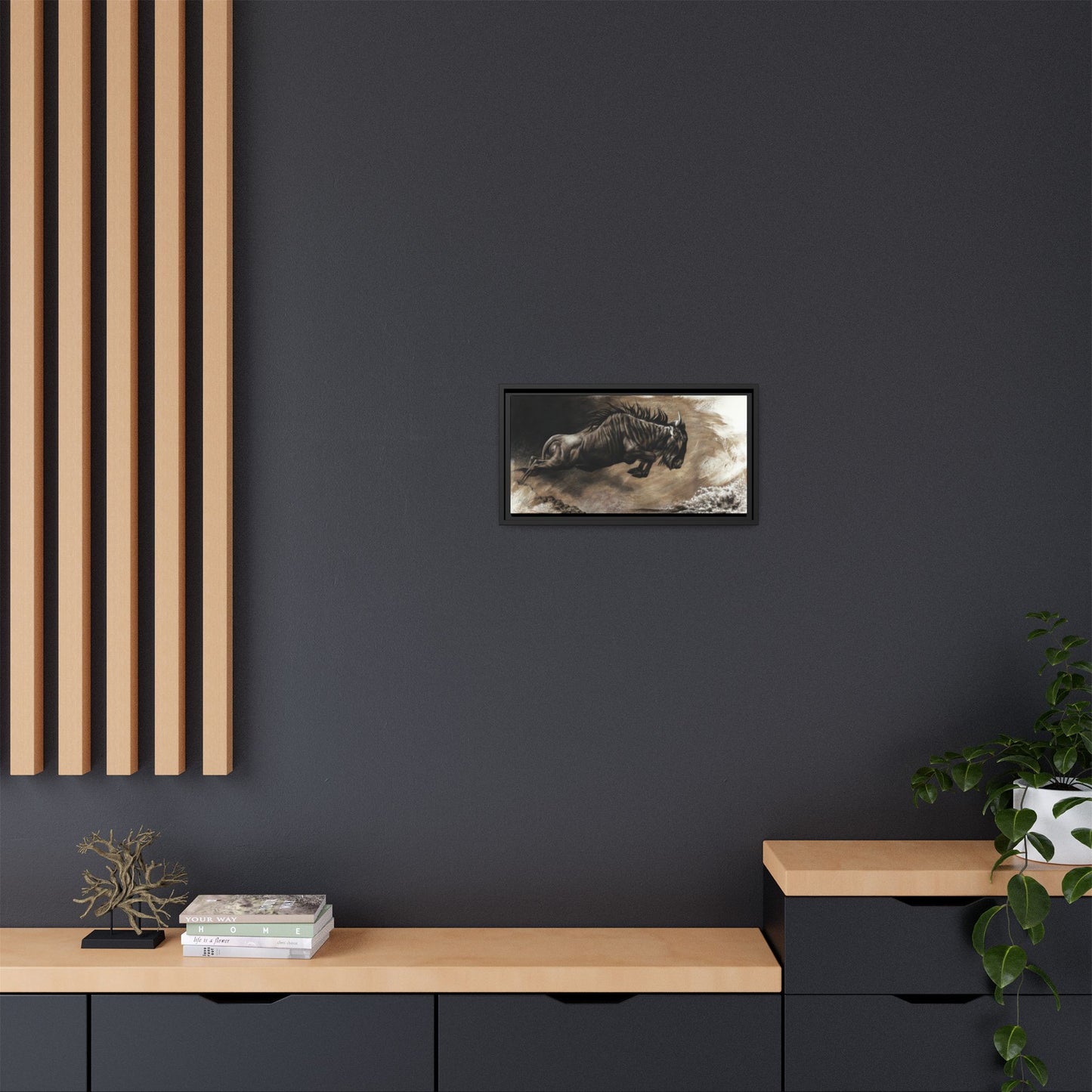 "Wildebeest" Framed Canvas