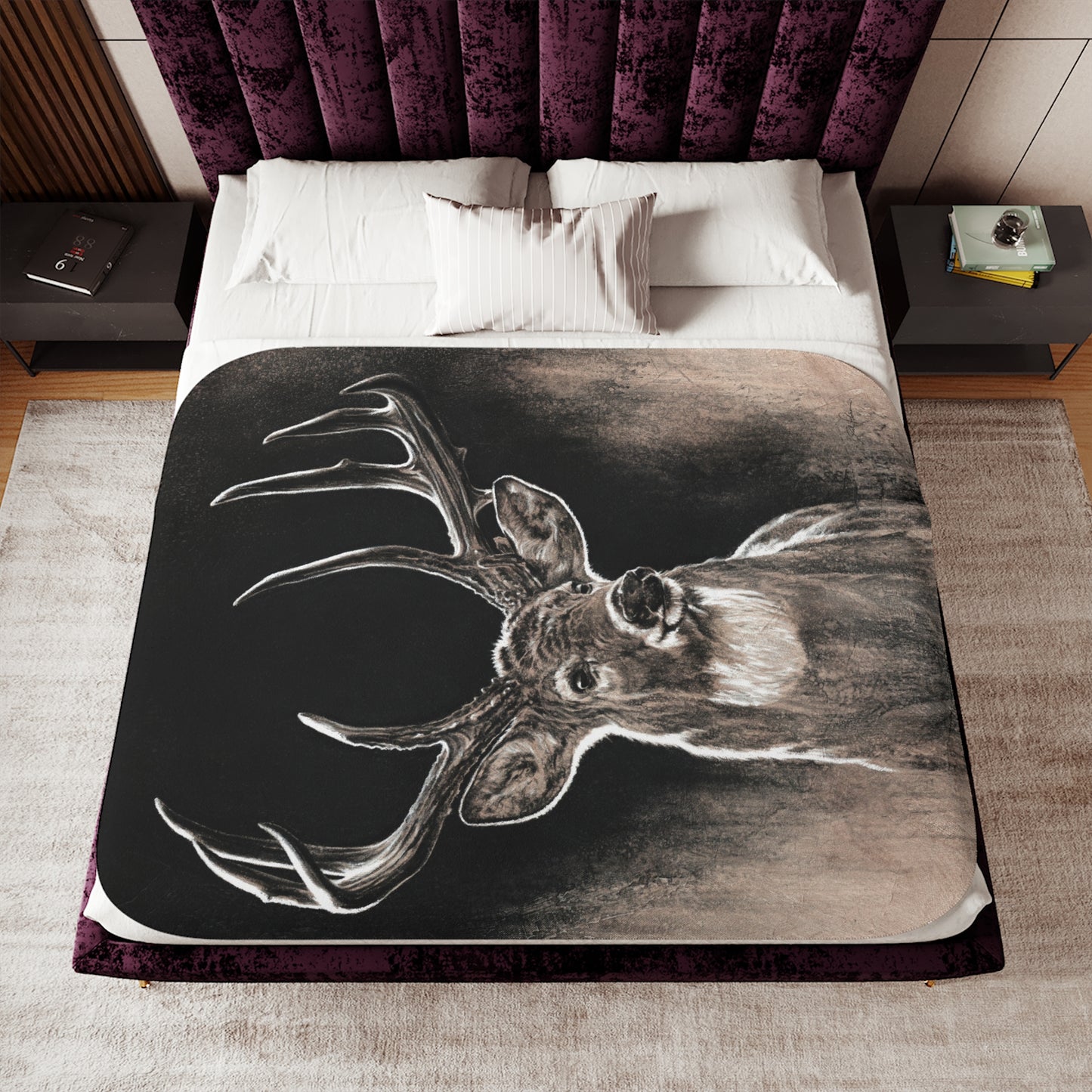"Backlit Buck" Sherpa Blanket.