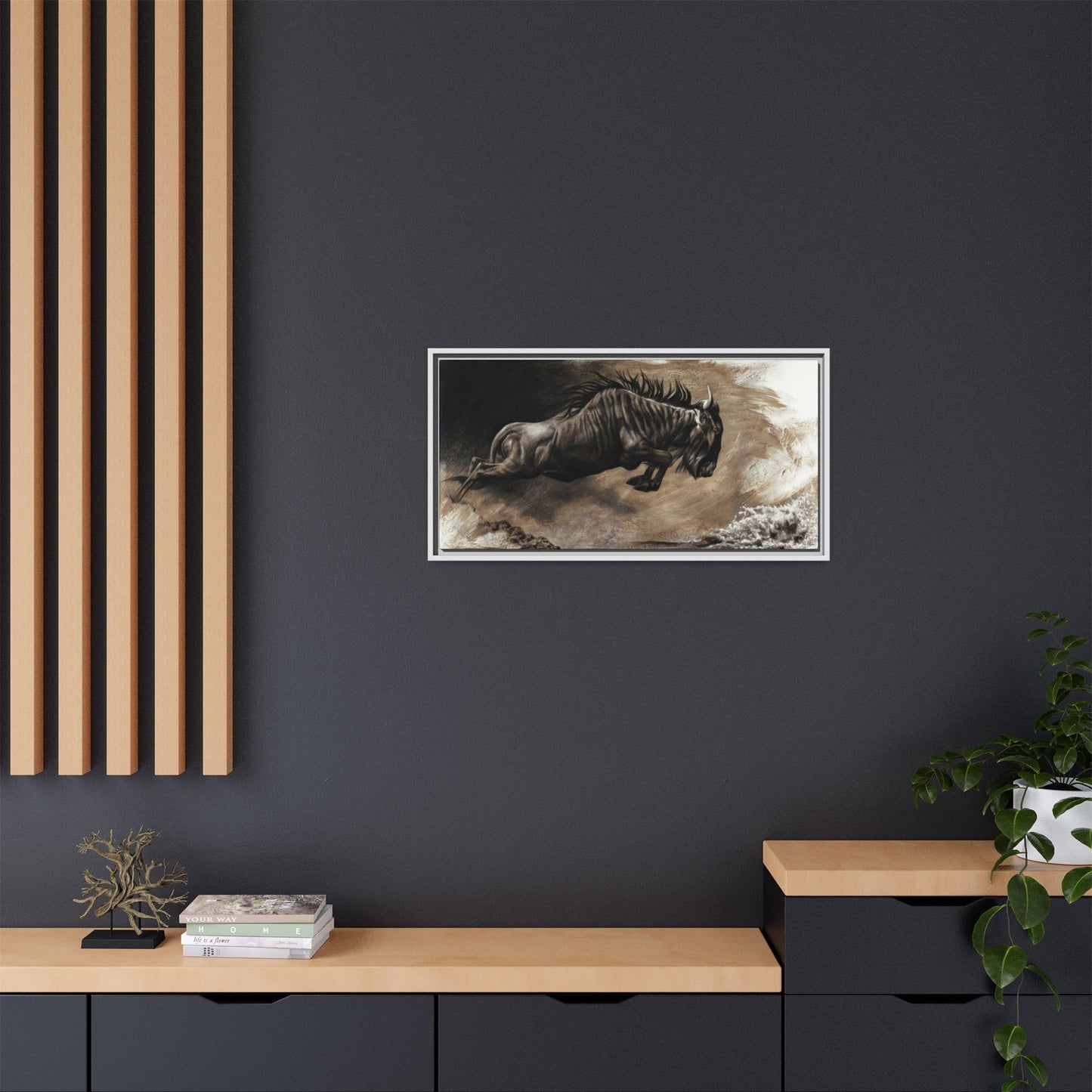 "Wildebeest" Framed Canvas