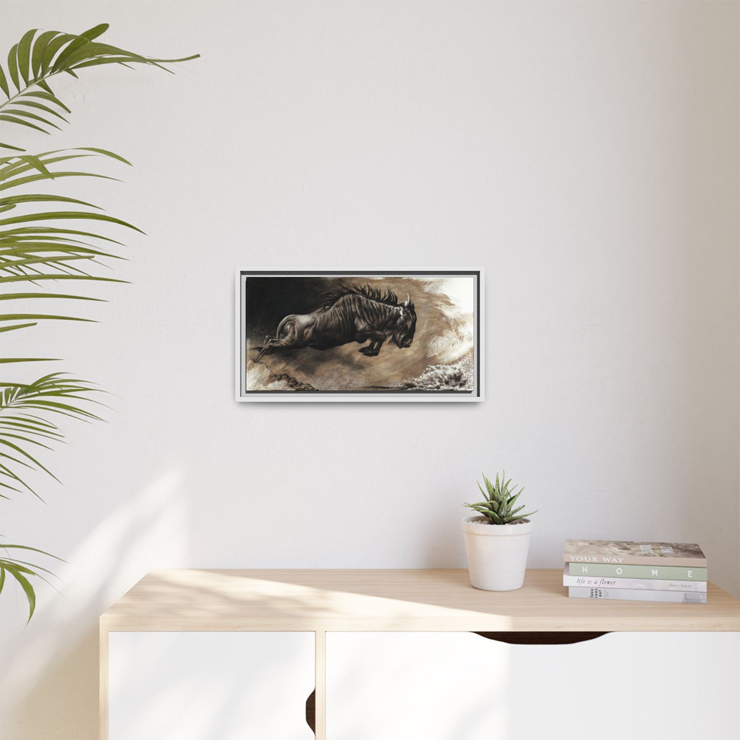 "Wildebeest" Framed Canvas