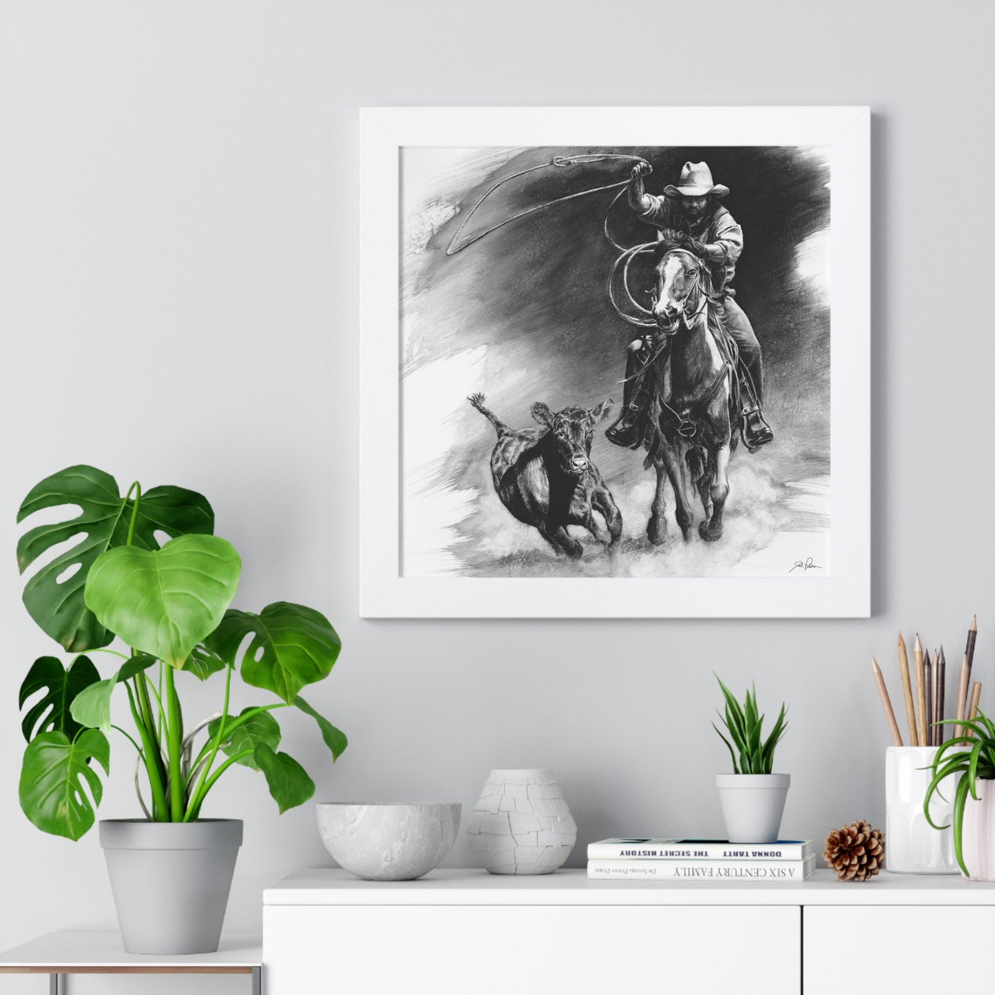 "Calf Roping" Framed Paper Print