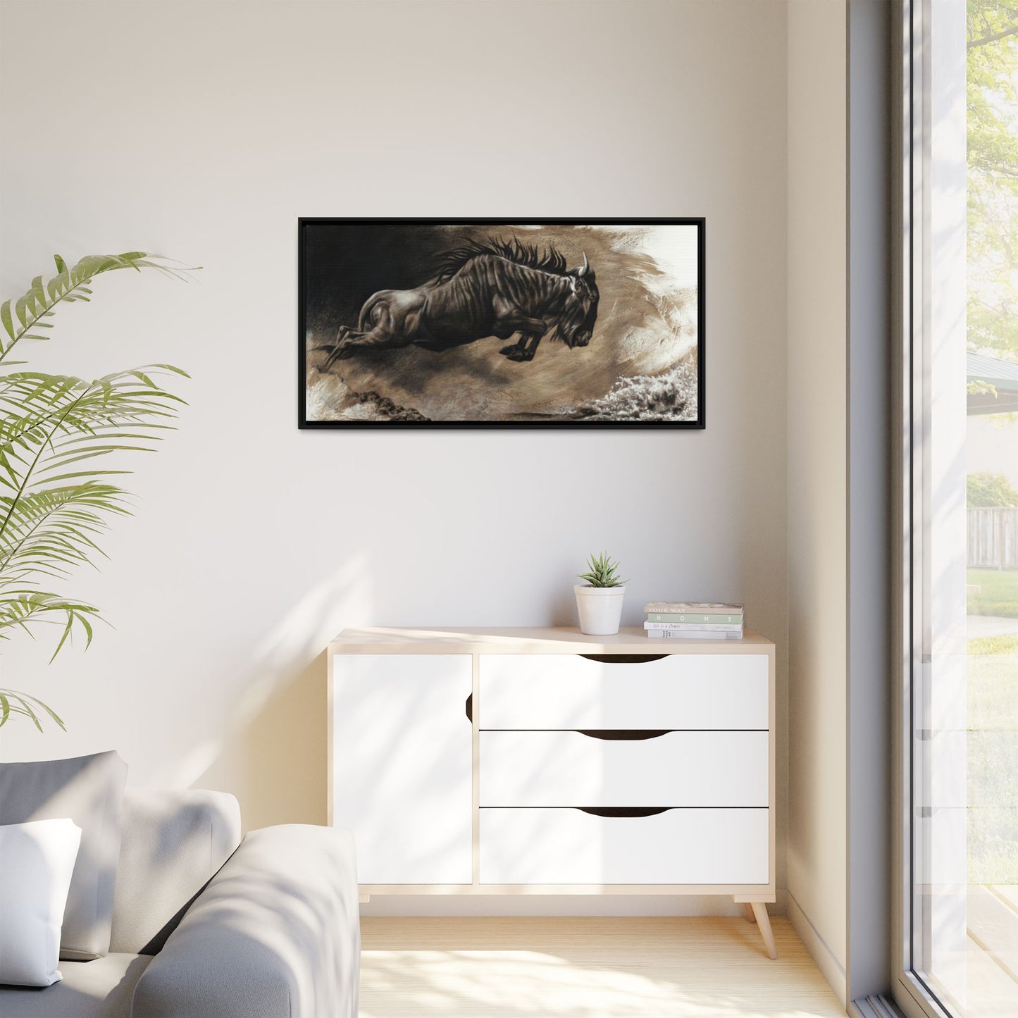 "Wildebeest" Framed Canvas