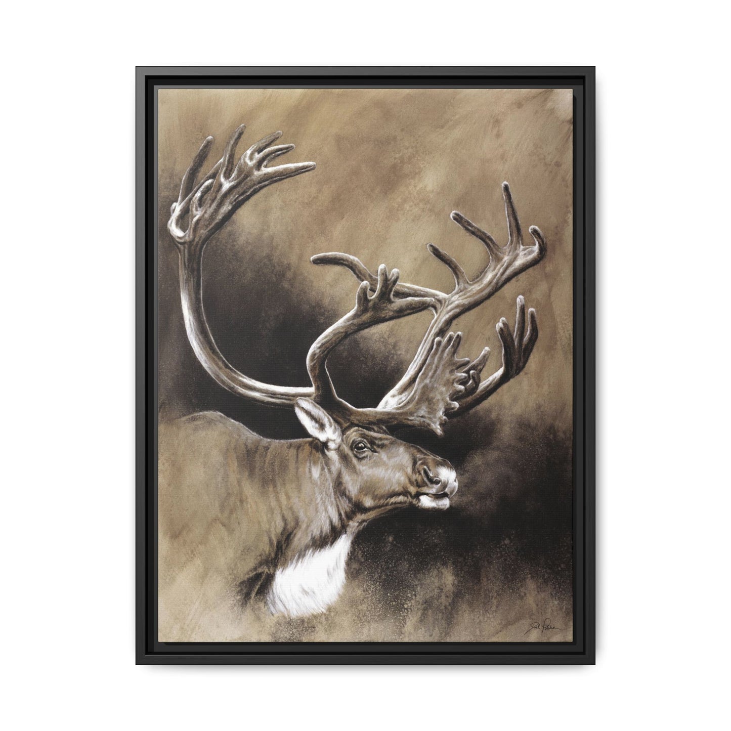 "Caribou" Framed Canvas