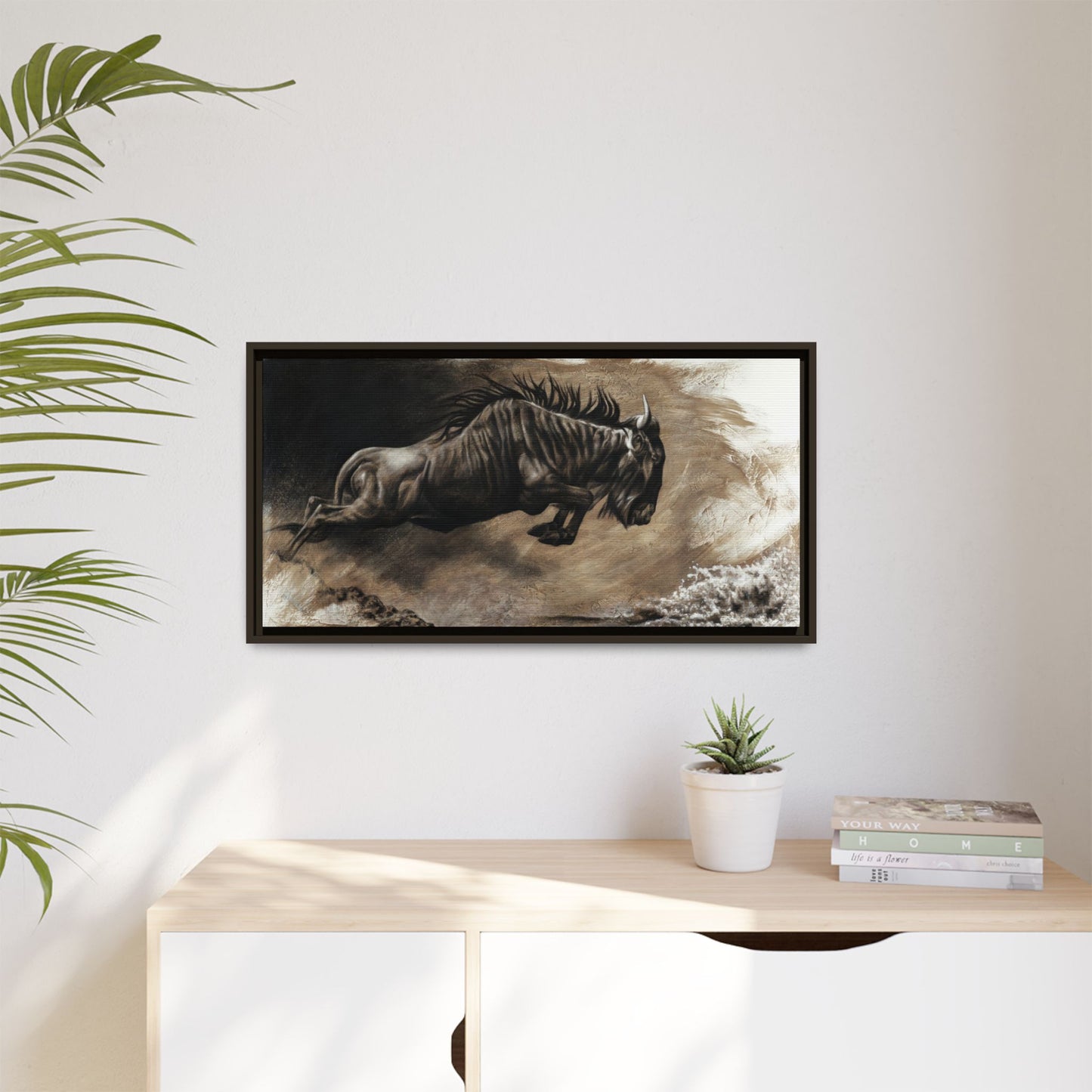 "Wildebeest" Framed Canvas