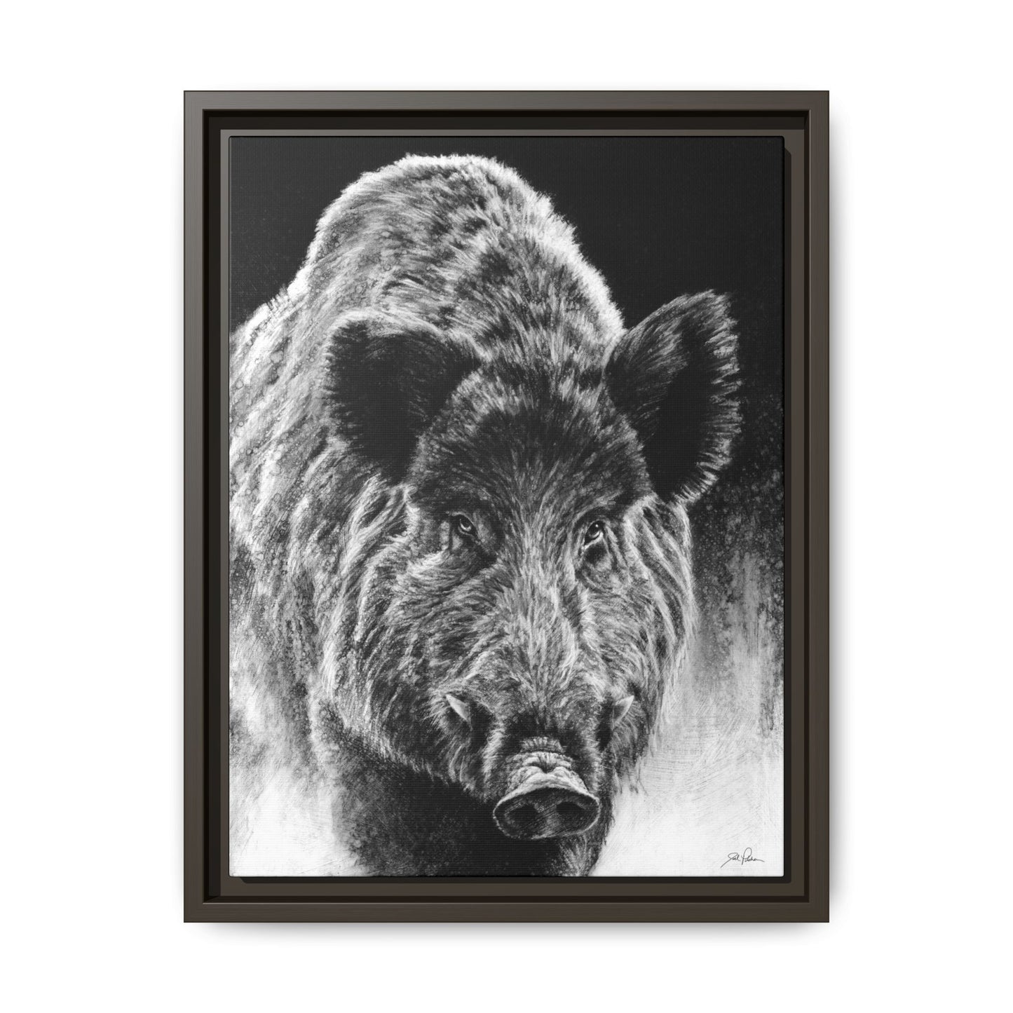 "Wild Boar" Framed Canvas