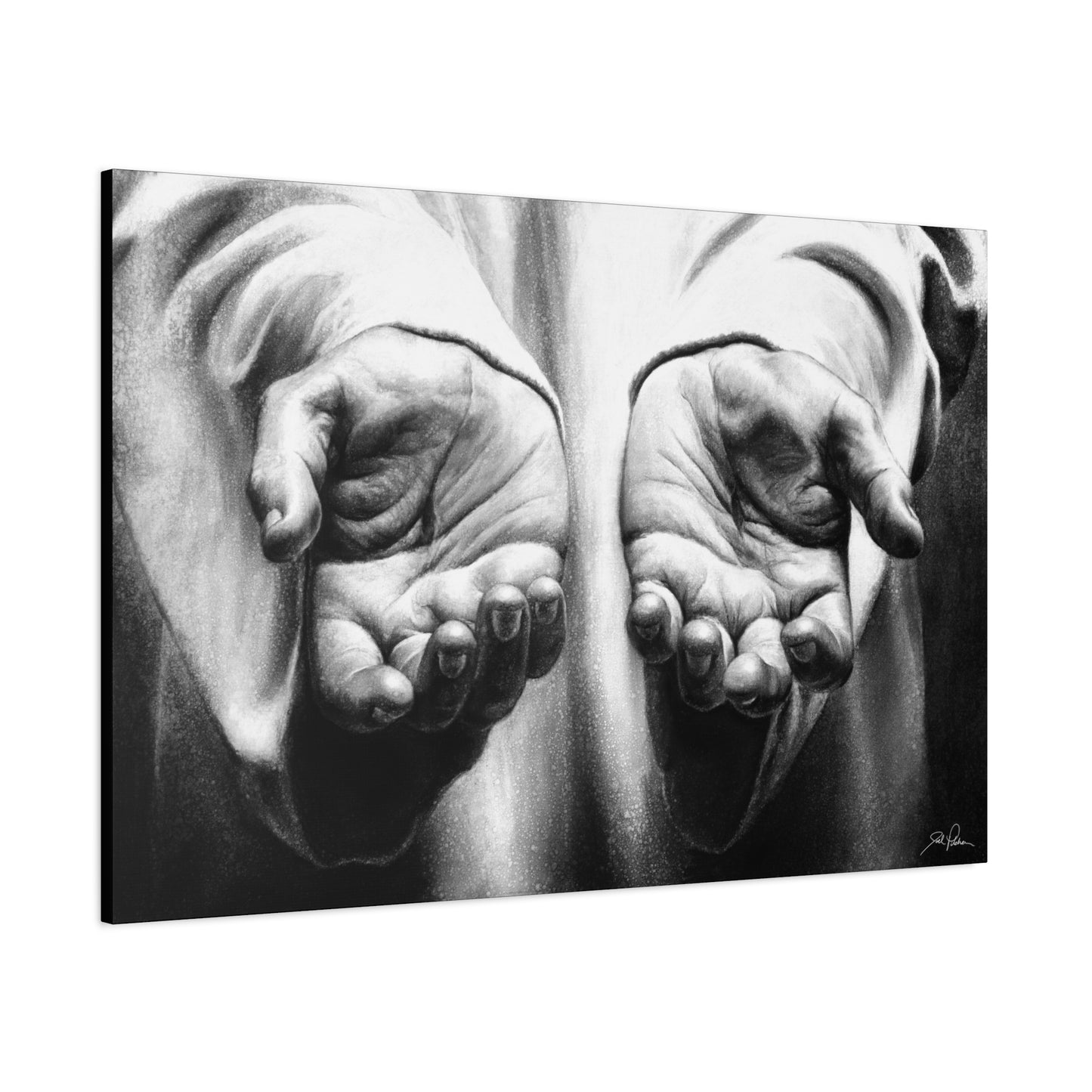 "His Hands" Stretched Canvas