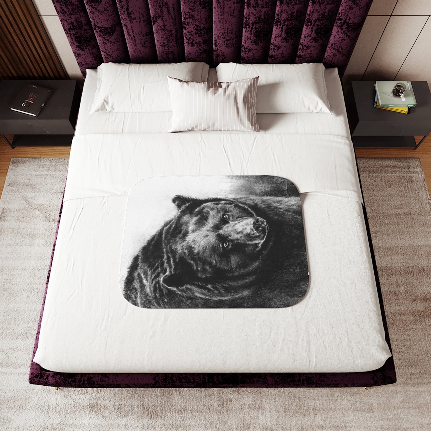 "Black Bear" Sherpa Blanket.
