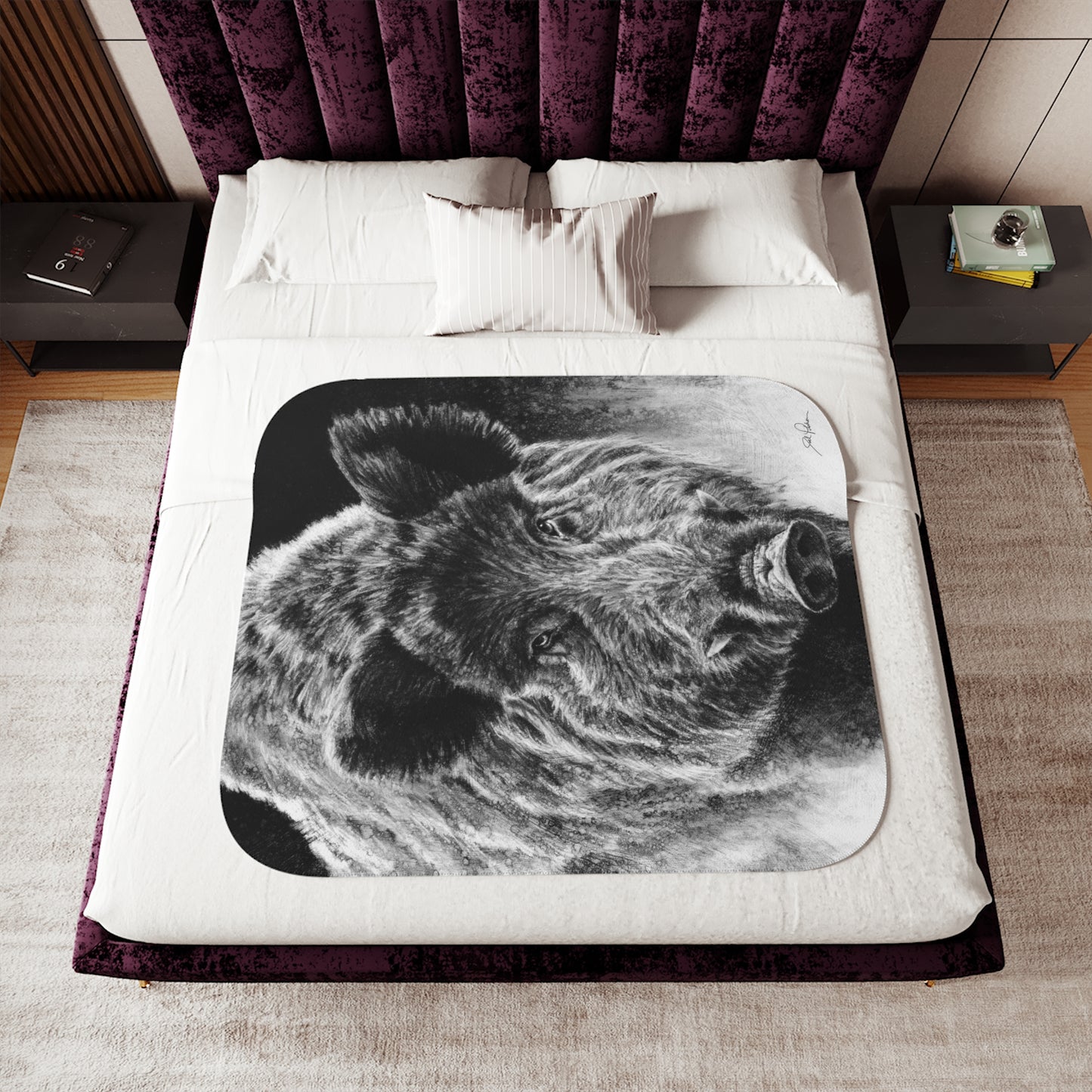 "Wild Boar" Sherpa Blanket.
