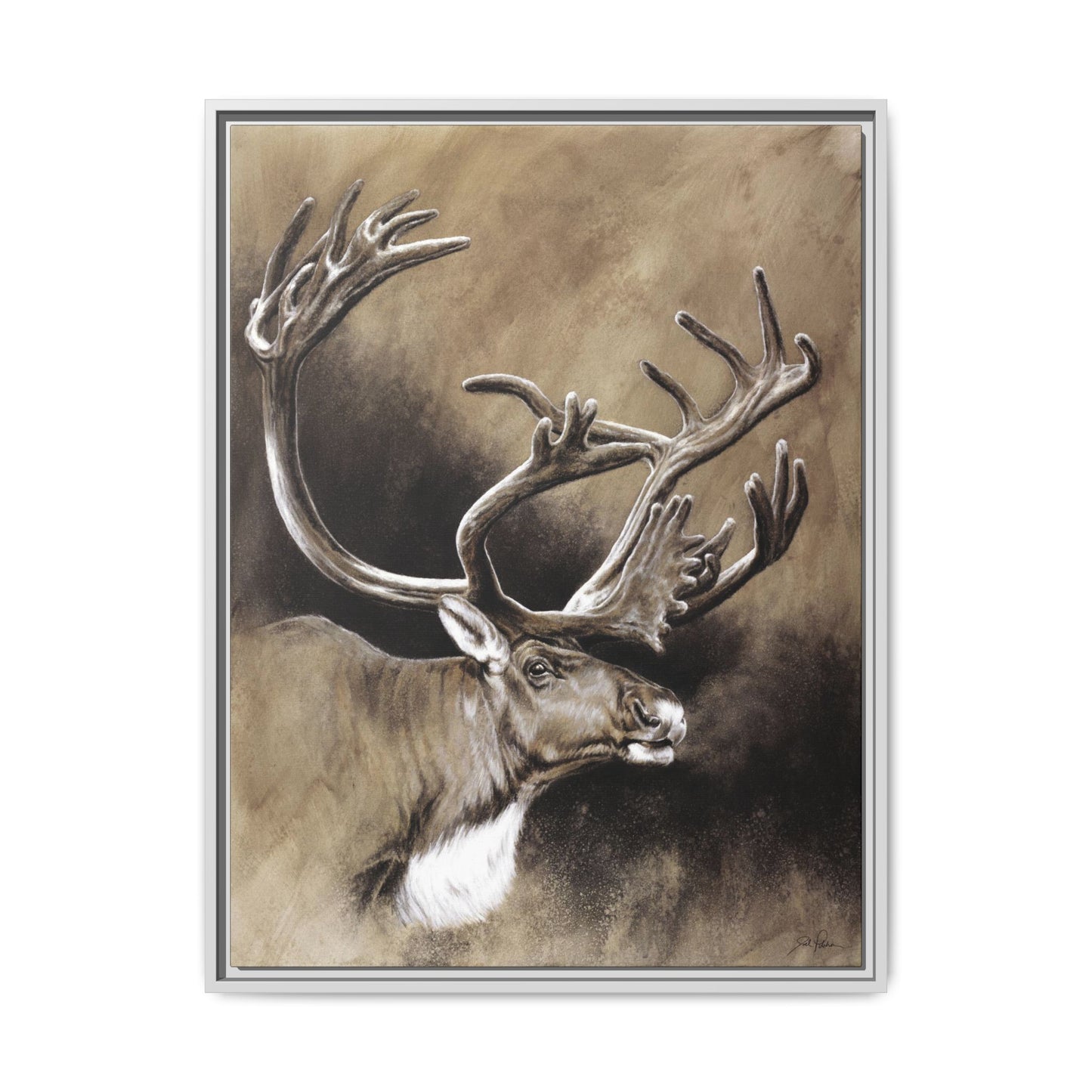 "Caribou" Framed Canvas