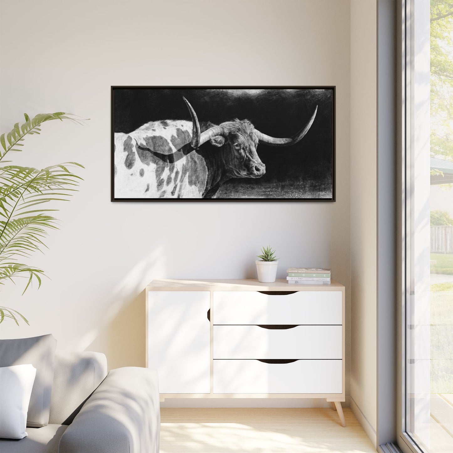 "Longhorn II" Framed Canvas