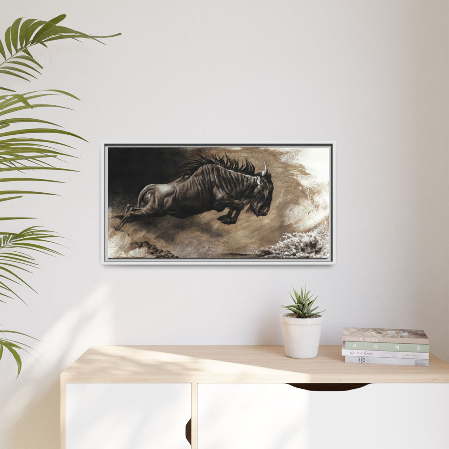"Wildebeest" Framed Canvas