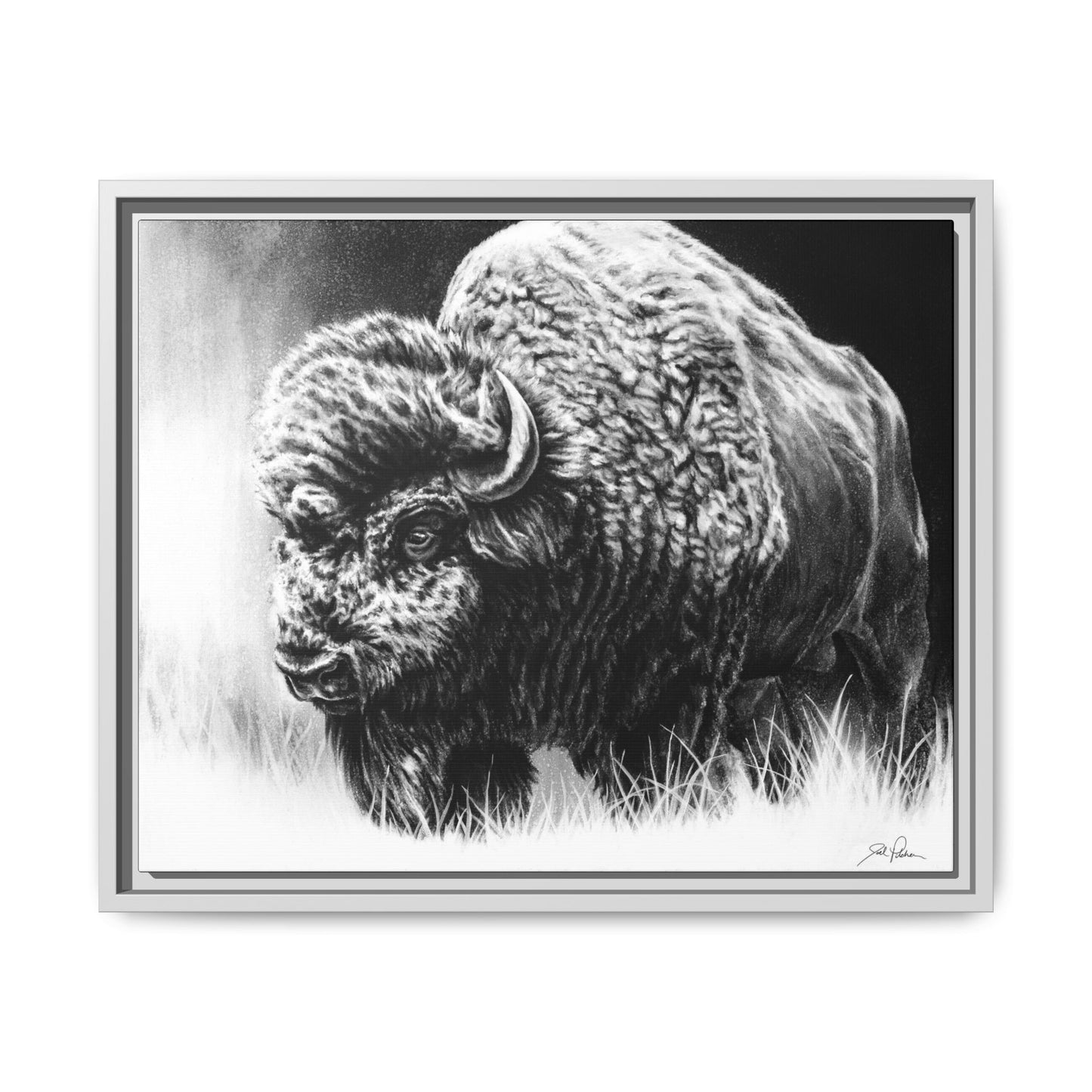 "Bull Dozer" Framed Canvas