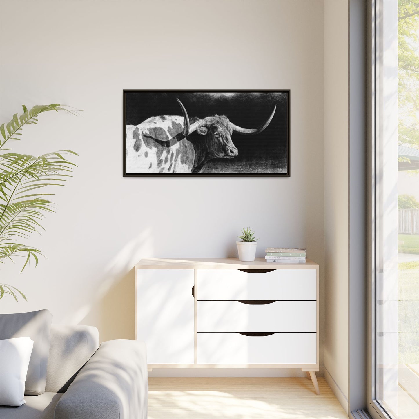 "Longhorn II" Framed Canvas