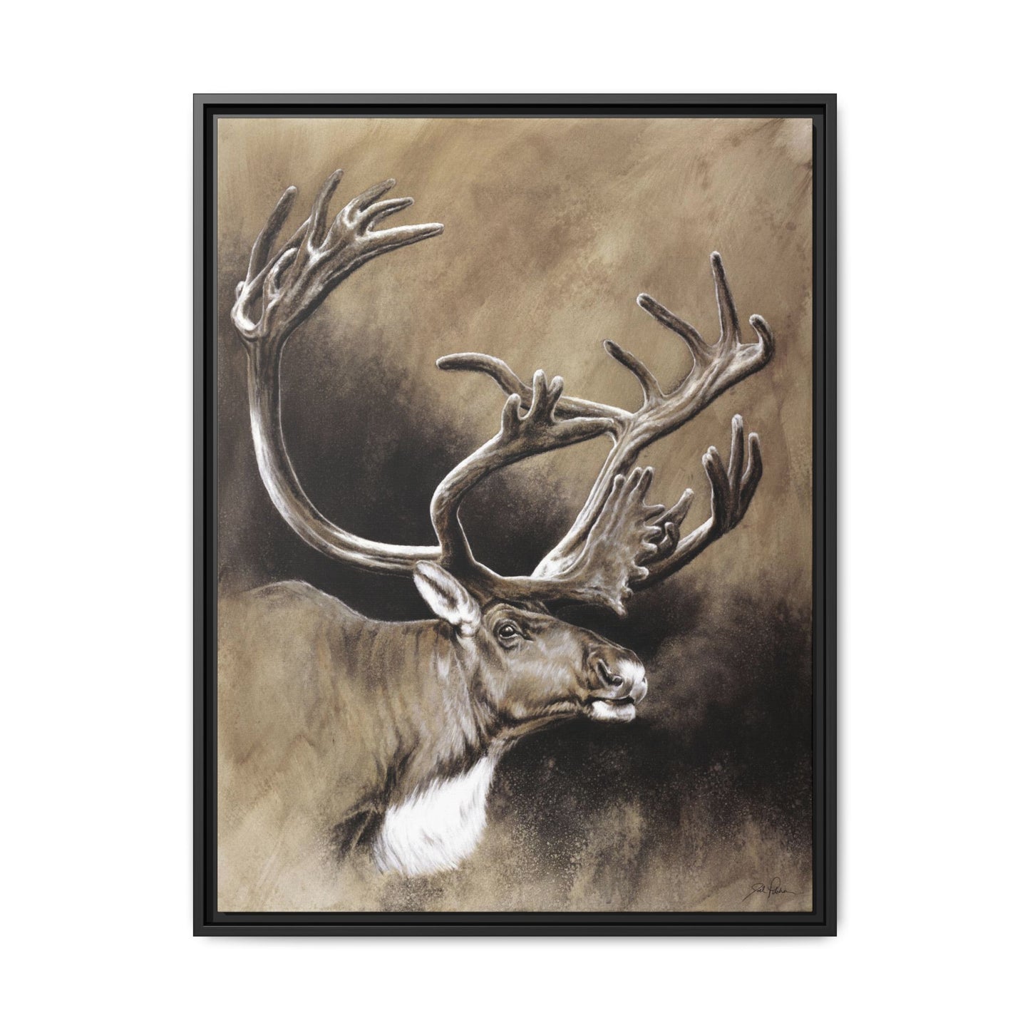 "Caribou" Framed Canvas